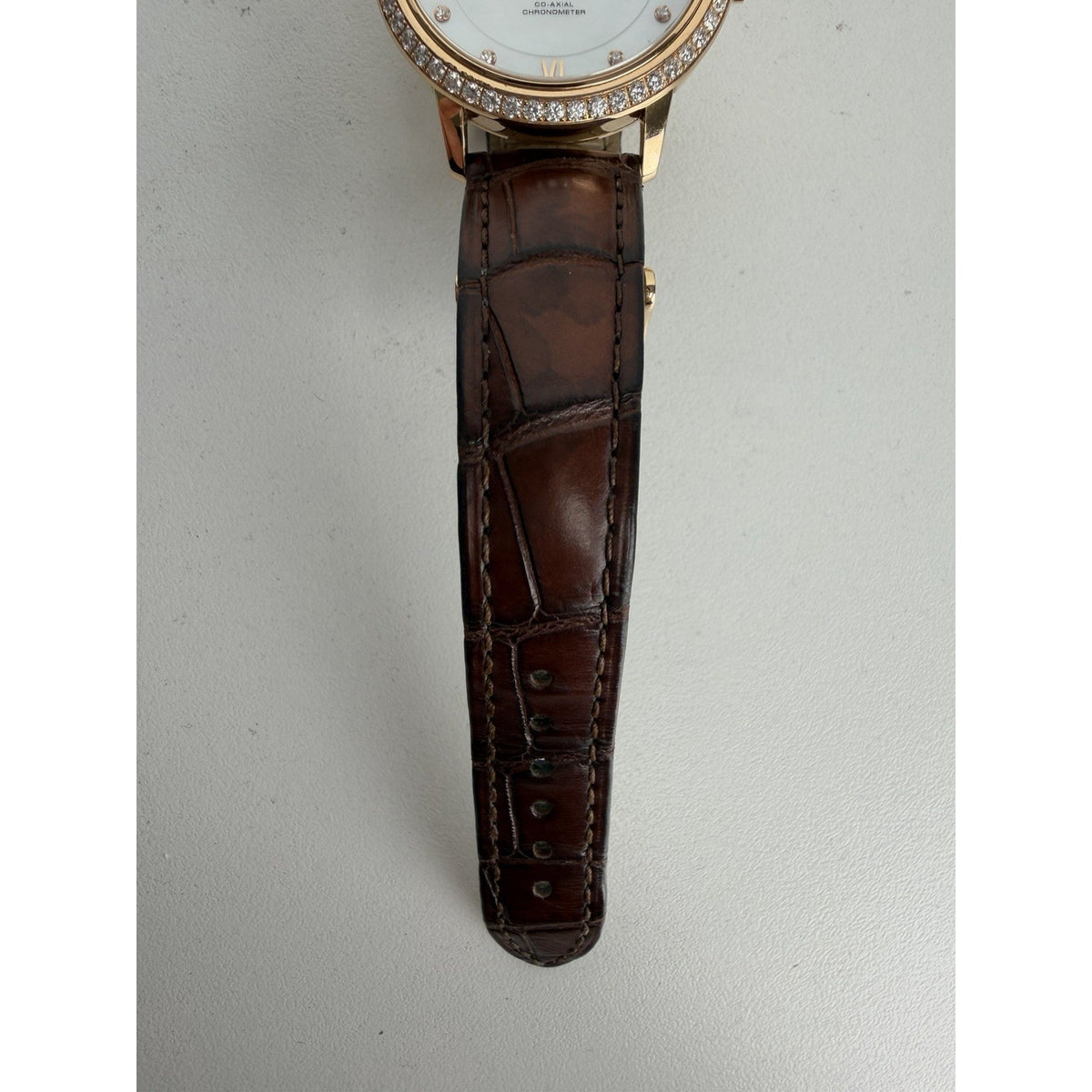 OMEGA De Ville Prestige Co-Axial Watch Diamond Bezel MOP Dial 18k 33mm
