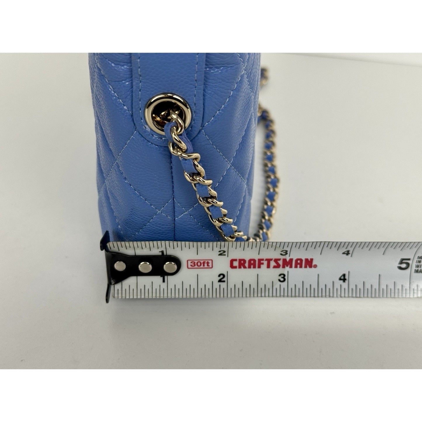 Chanel 25C Quilted Hobo Clutch with Chain Blue Caviar Leather C-8
