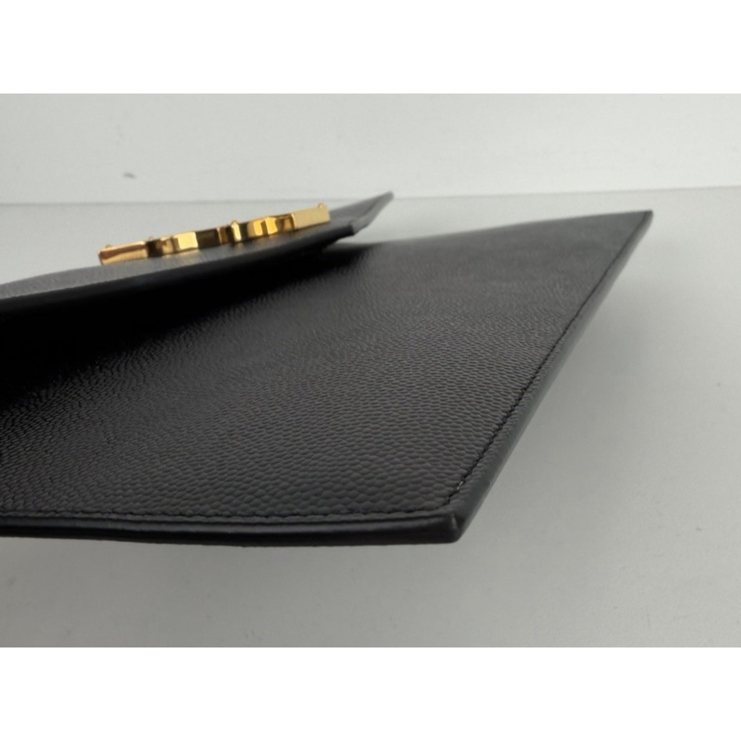 Saint Laurent Uptown Envelope Pouch Bag in Black Grain De Poudre Leather S15