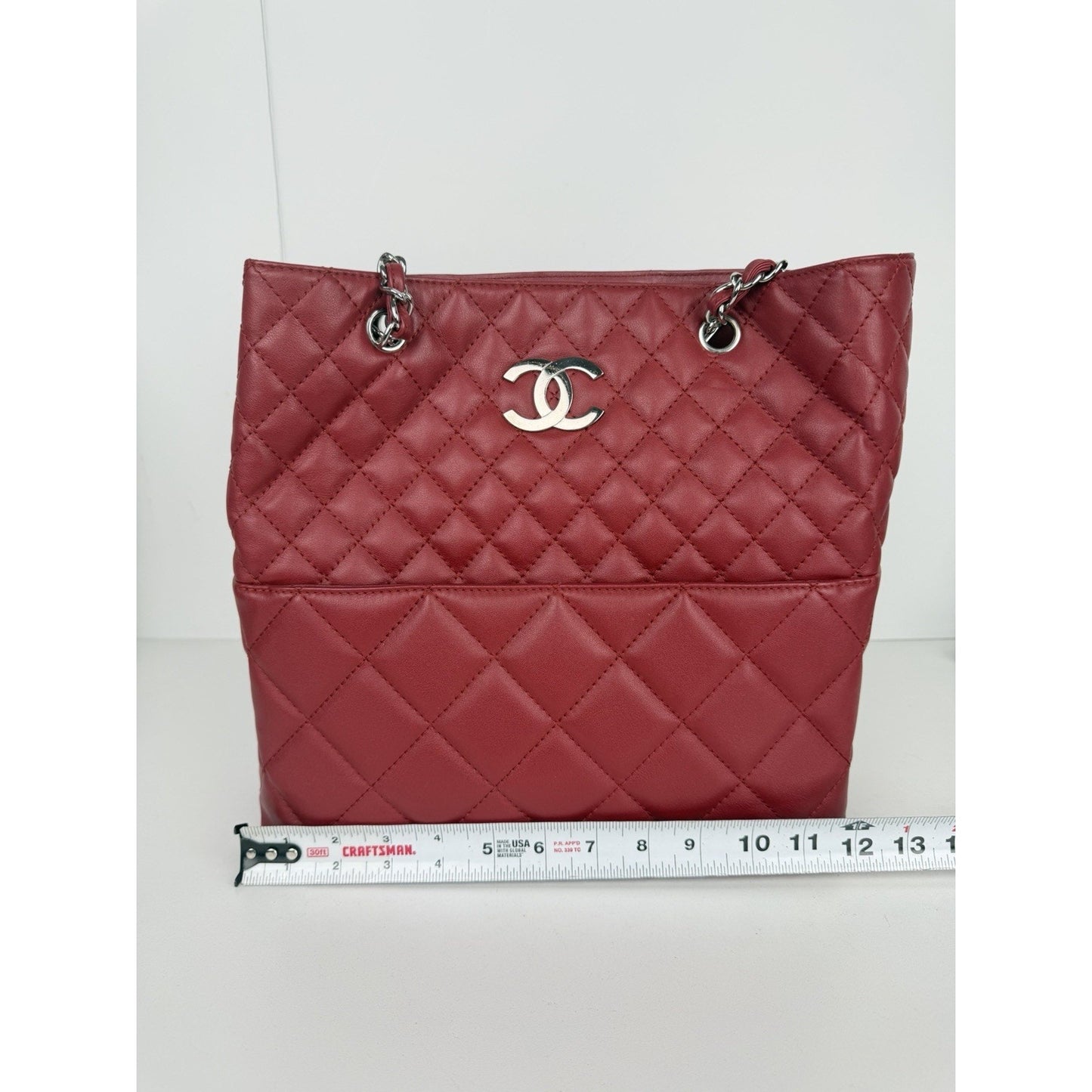 Chanel In The Business Tote Bag Medium in Red Leather Silver Hardware 2011 E-1