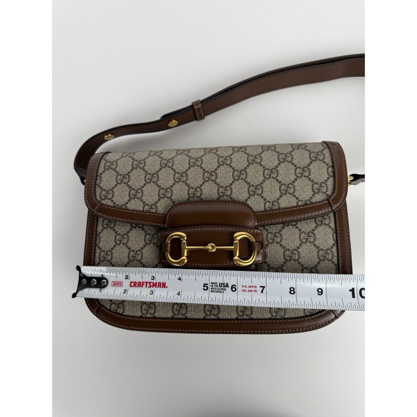 Gucci 1955 Horsebit Shoulder Bag Brown Monogram Medium