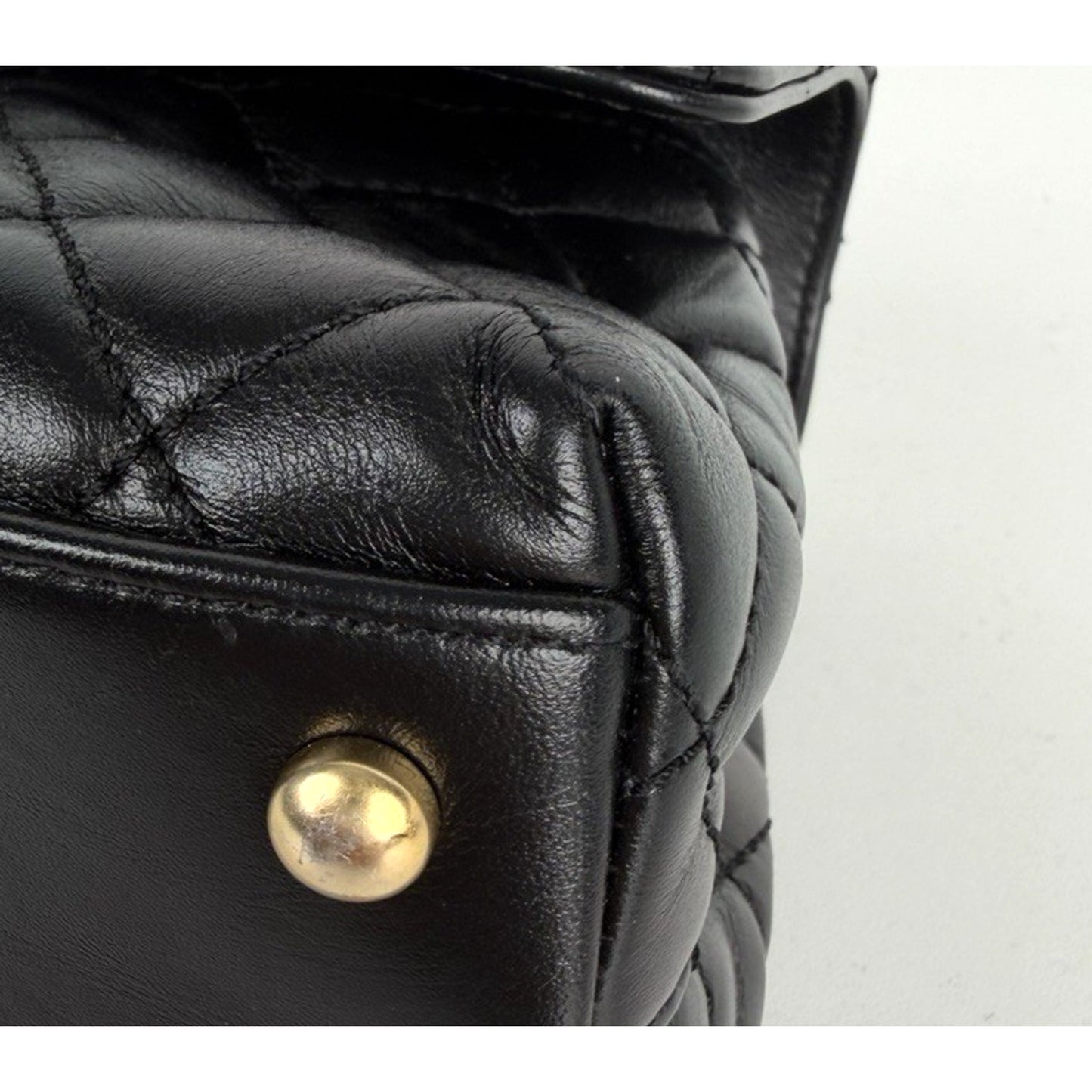 Chanel Coco Top Handle Mini Bag in Black Quilted Calfskin Leather NFC U-3