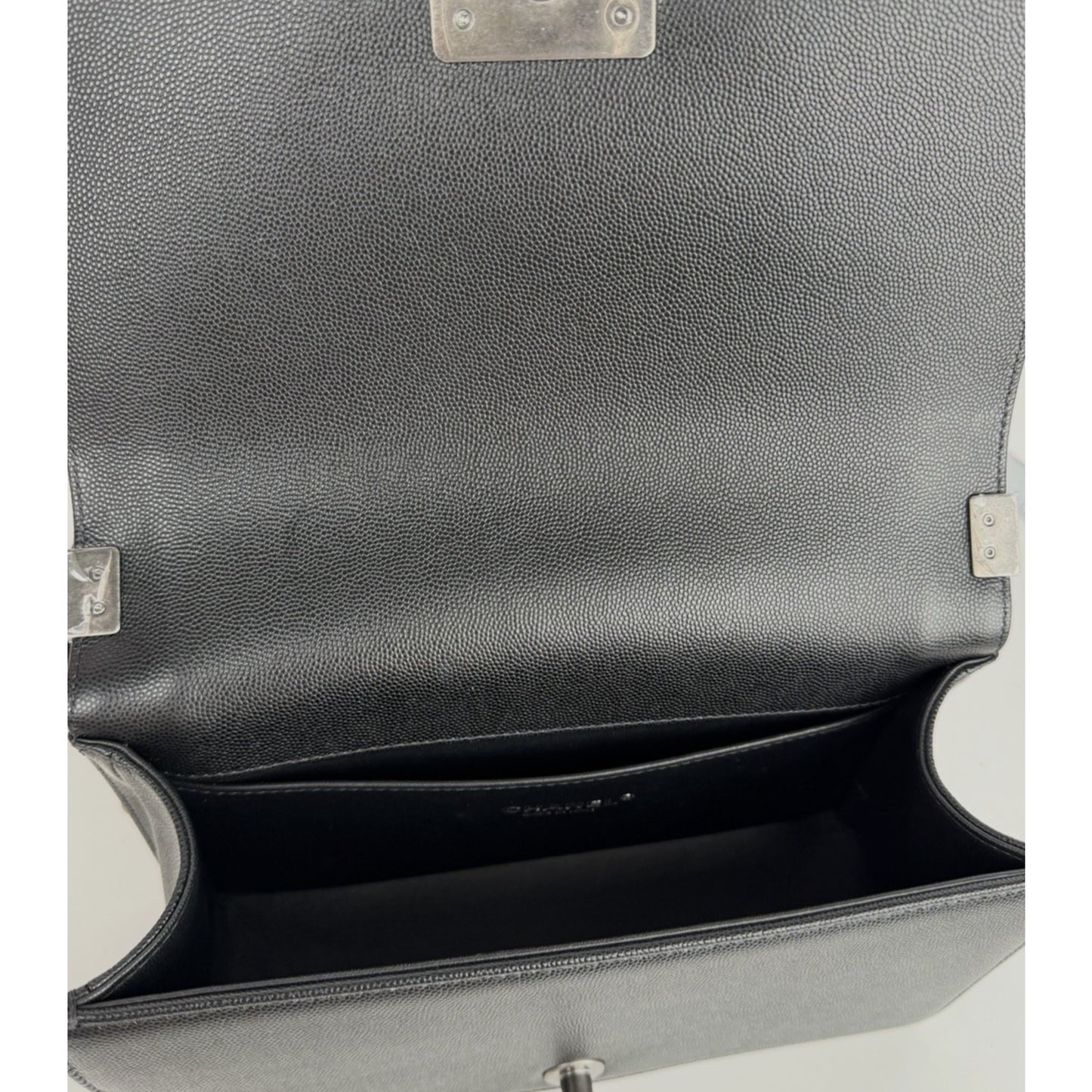 Chanel Boy Flap Bag Old Medium in Black Caviar Leather Gunmetal Hardware NFC C6