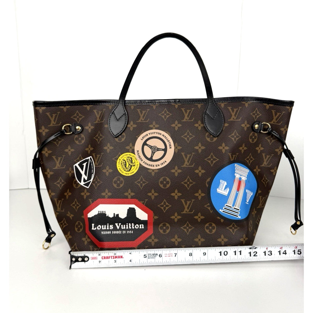 Louis Vuitton Neverfull World Tour MM Shoulder Bag Brown Coated Canvas 2016 S4