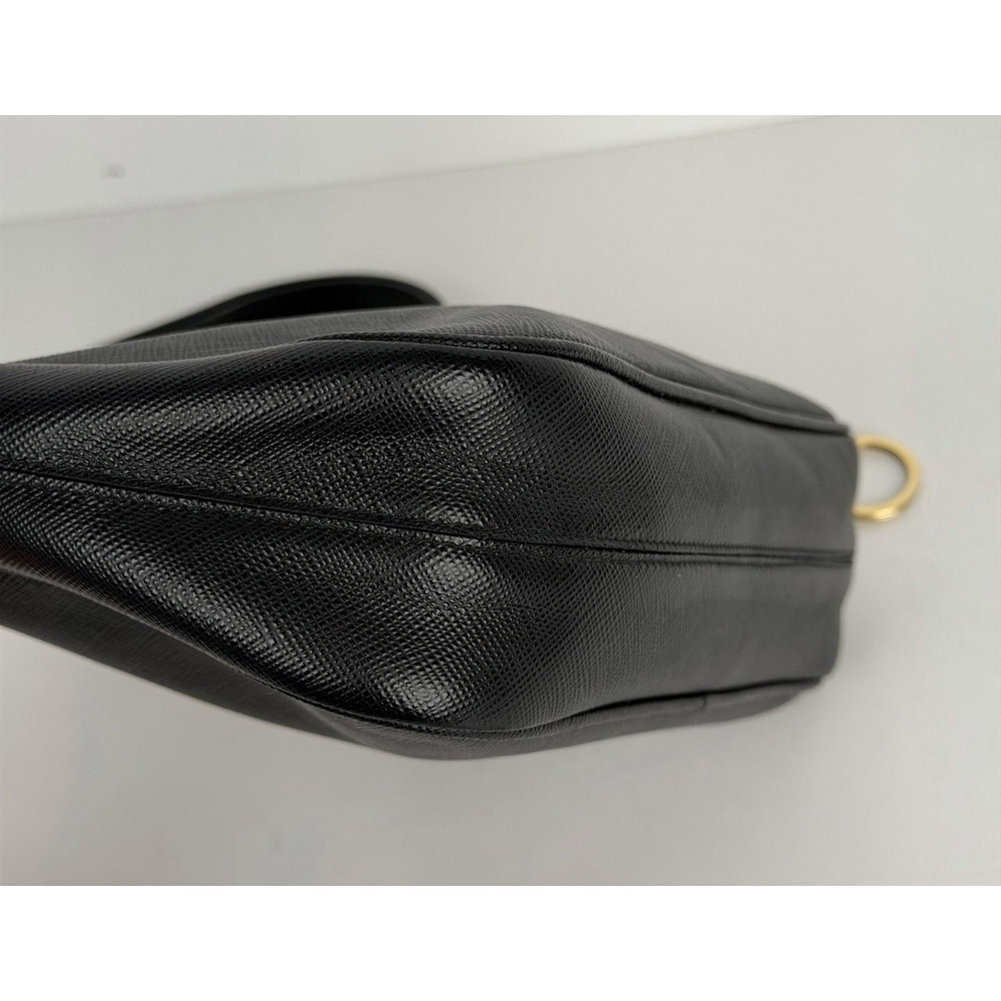 Prada Re-Edition 2005 Saffiano Leather Mini Bag in Black with Key Ring D-3