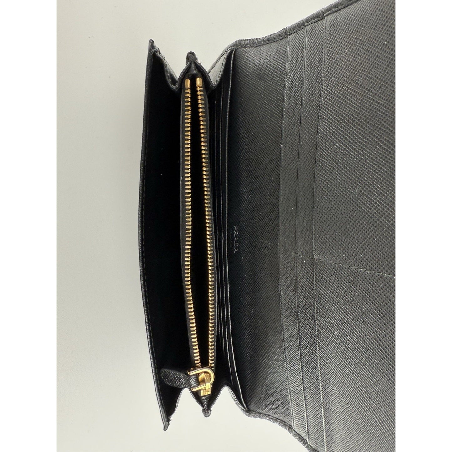 PRADA Black Leather Long Wallet