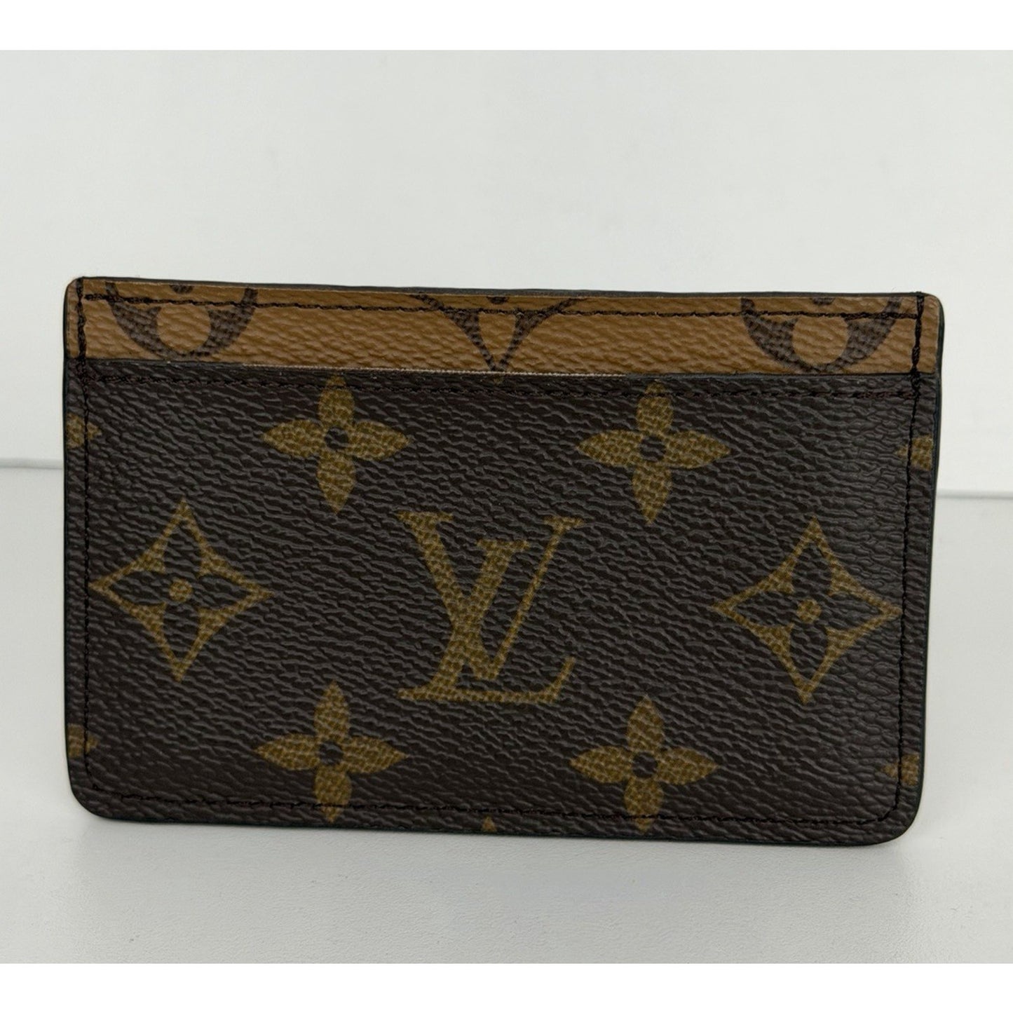 Louis Vuitton Reverse Monogram Card Holder Brown Coated Canvas NFC S11