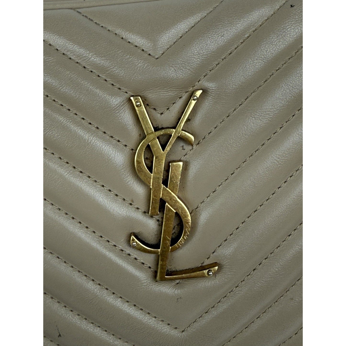 Saint Laurent Camera Bag Calfskin Matelasse Monogram Lou Beige