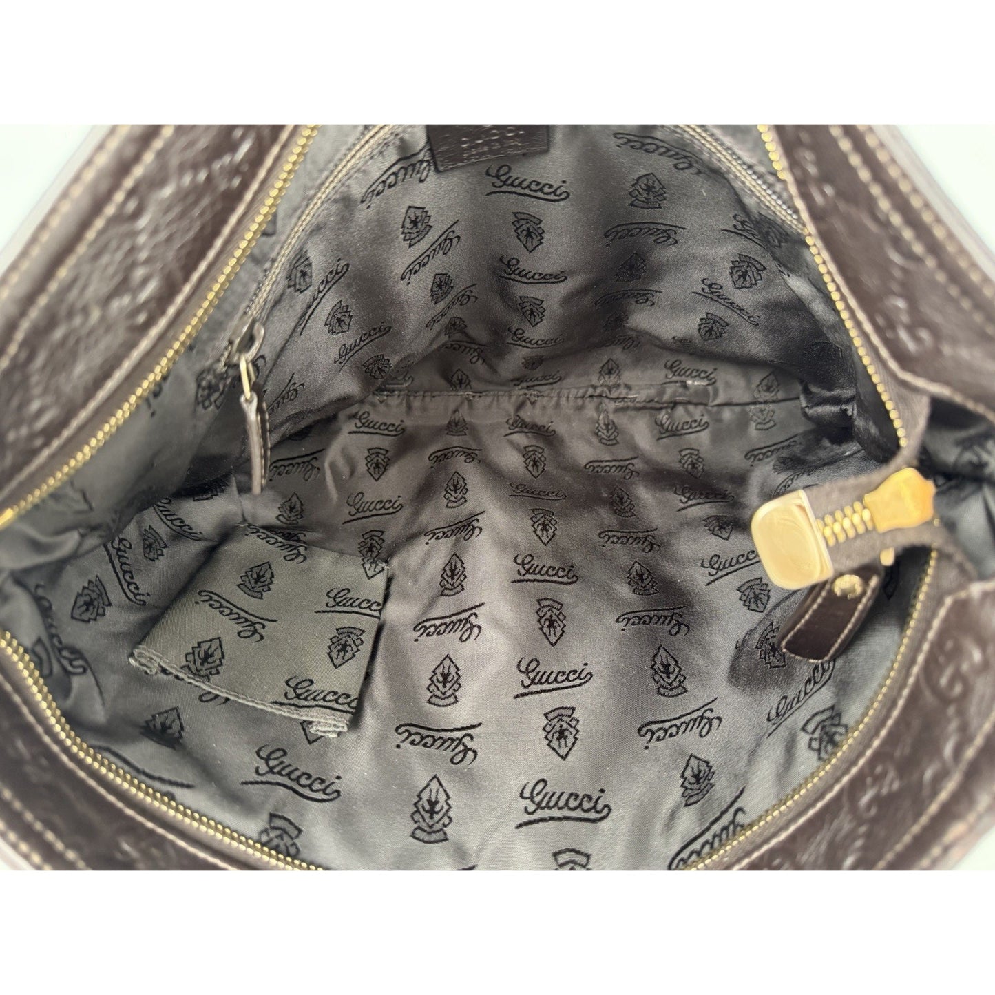 Gucci Guccissima GG Signature Leather Messenger Bag in Brown F2