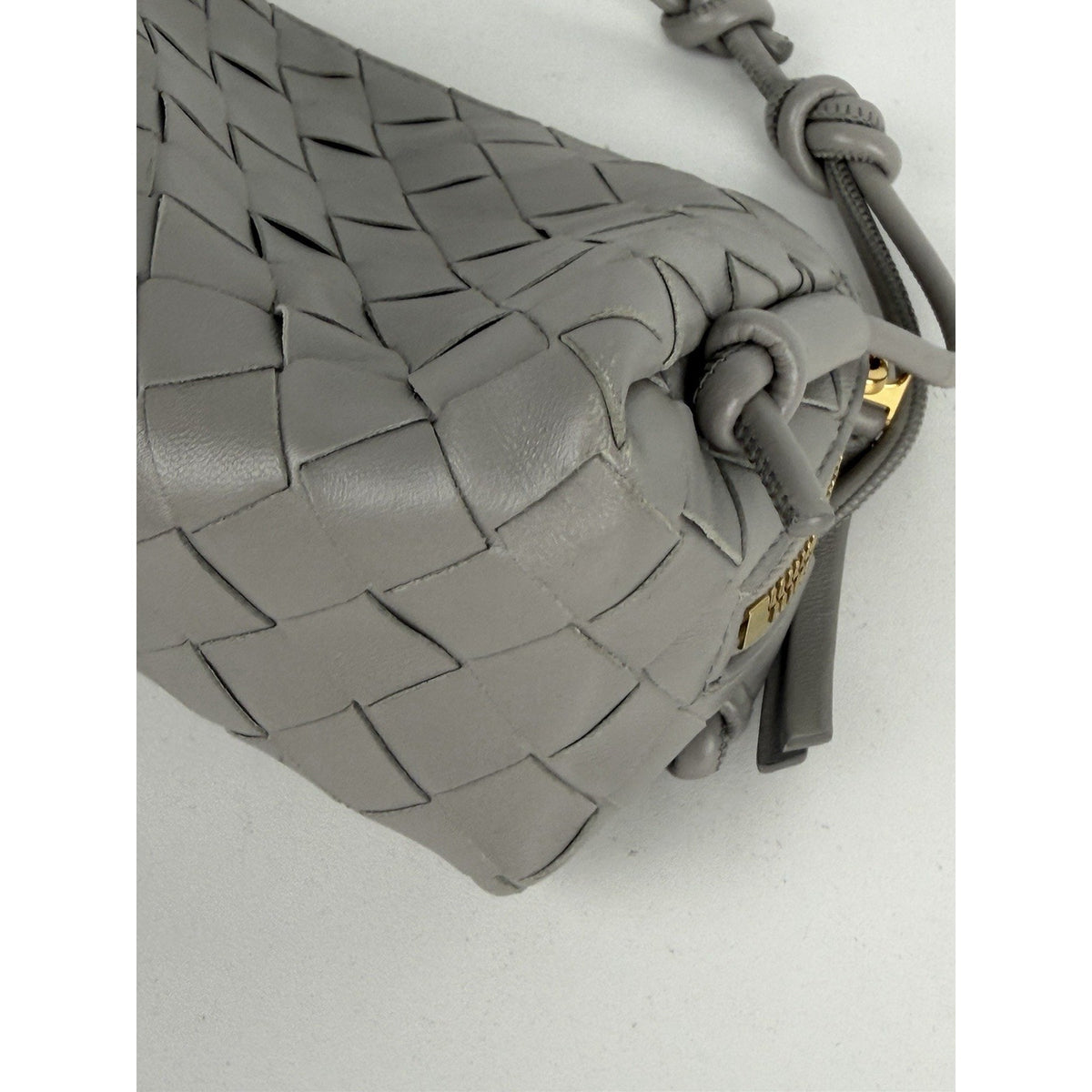 Bottega Veneta Concert Pouch Crossbody Bag Mini in Gray Intrecciato Leather E-1