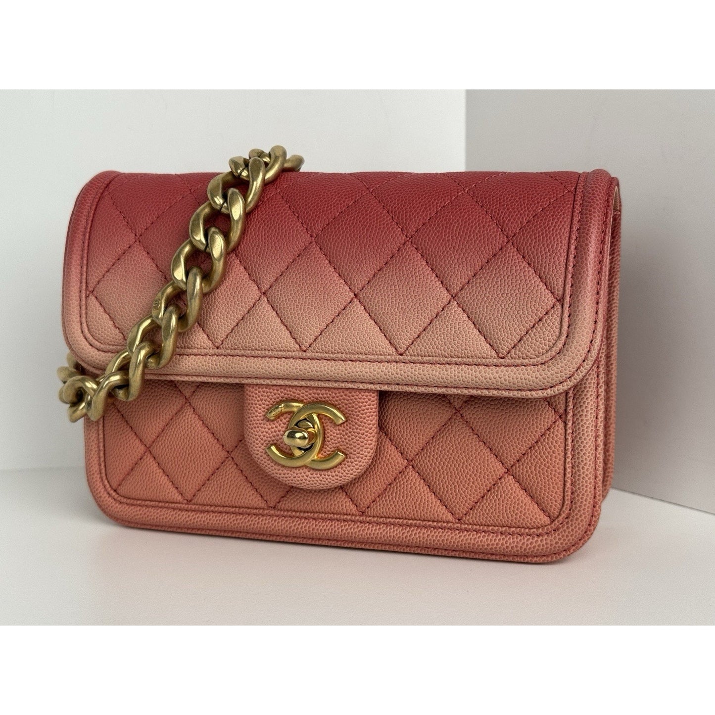 Chanel Caviar Quilted Sunset On The Sea Waist Bag – Coral with Gold Hardware C-1