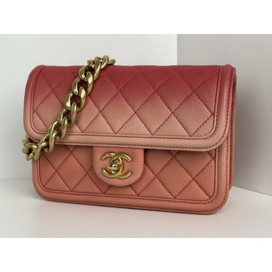 Chanel Caviar Quilted Sunset On The Sea Waist Bag – Coral with Gold Hardware C-1