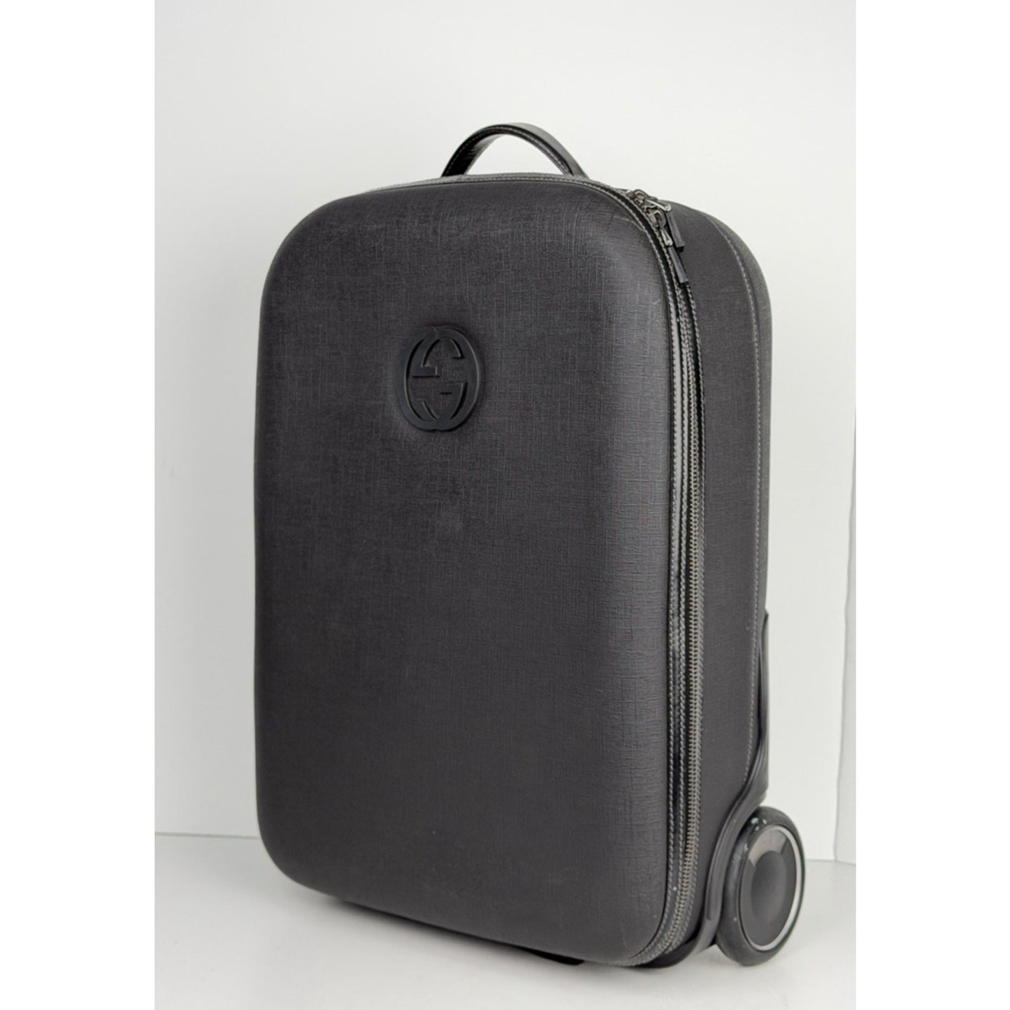 Gucci Interlocking G Hard Shell Rolling Carry-On Suitcase in Black
