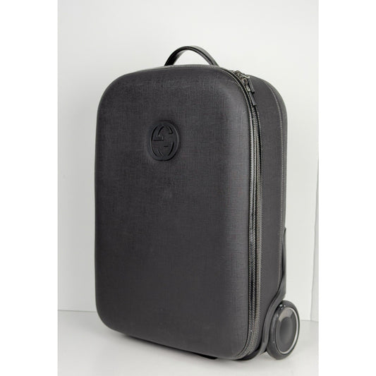 Gucci Interlocking G Hard Shell Rolling Carry-On Suitcase in Black