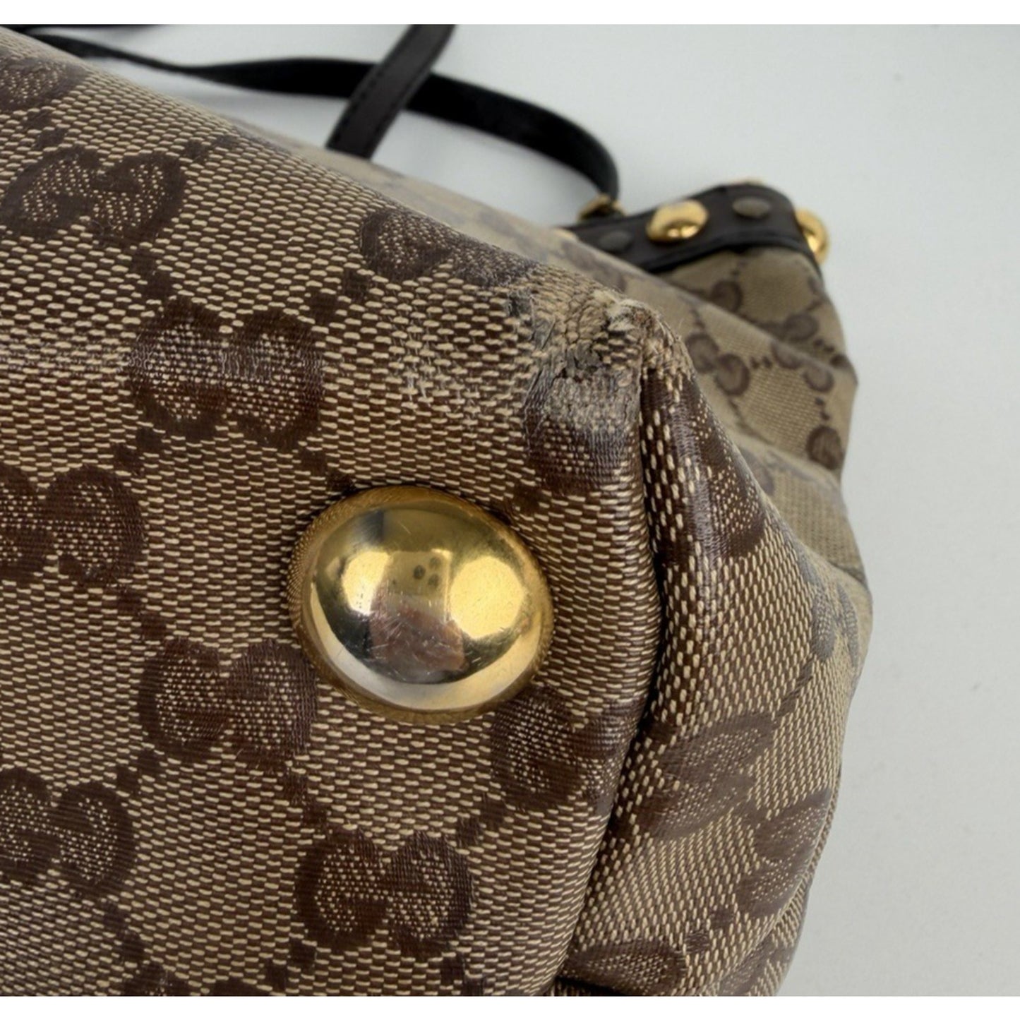 Gucci GG Crystal Babouska Medium Tote Bag in Brown Coated Canvas S10