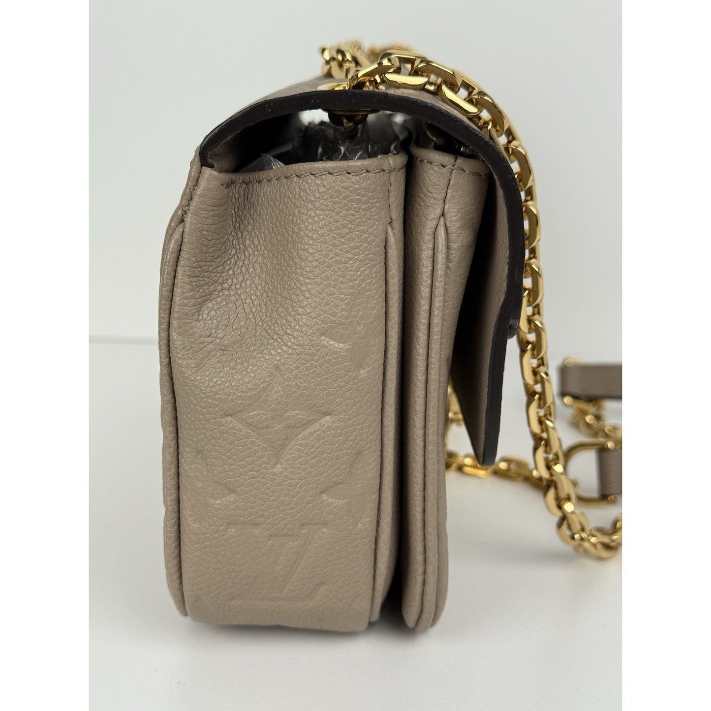 LOUIS VUITTON LV GHW Marceau Momogram Empreinte Beige Leather Shoulder Bag