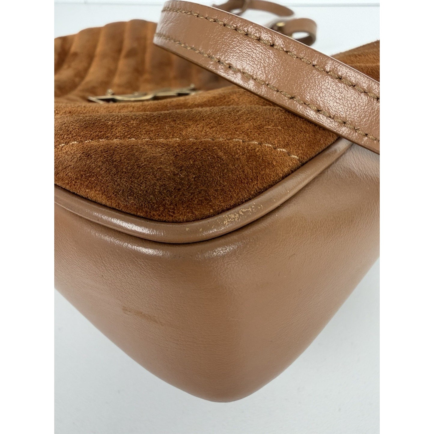 Saint Laurent Lou Camera Bag Medium Matelasse in Brown Suede and Leather S