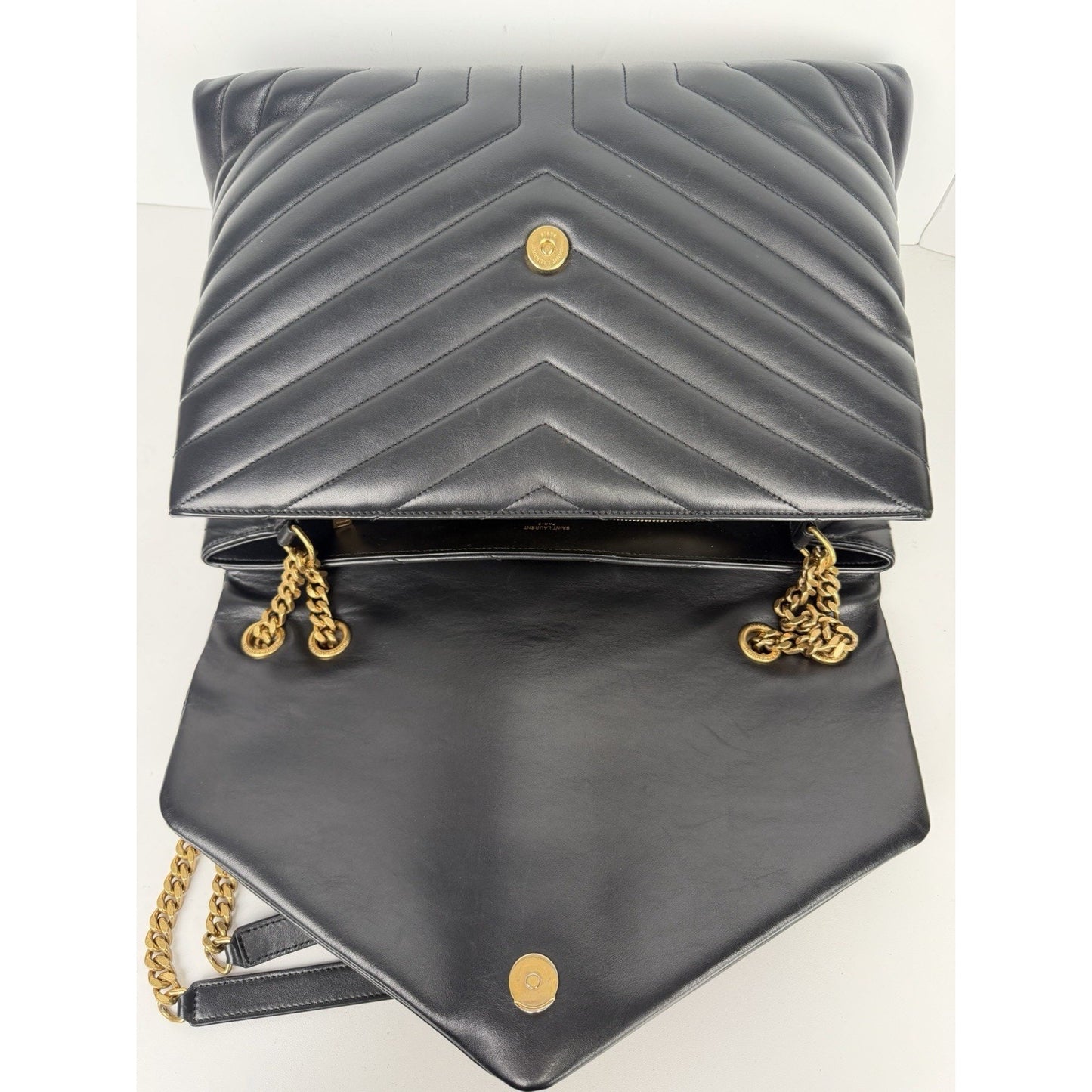 Saint Laurent Loulou Large Shoulder Bag in Black Quilted Leather C5