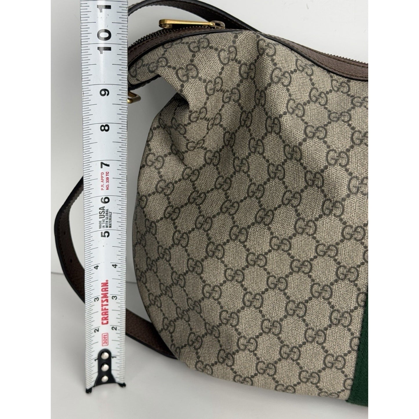 Gucci Ophidia GG Supreme Large Half Moon Hobo Bag Beige Coated Canvas S