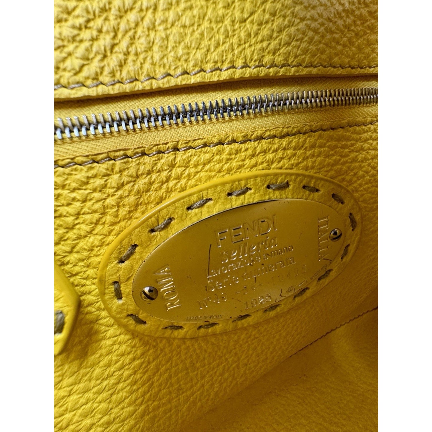 Fendi Peekaboo Mini Bag Yellow Leather Silver Hardware B-9