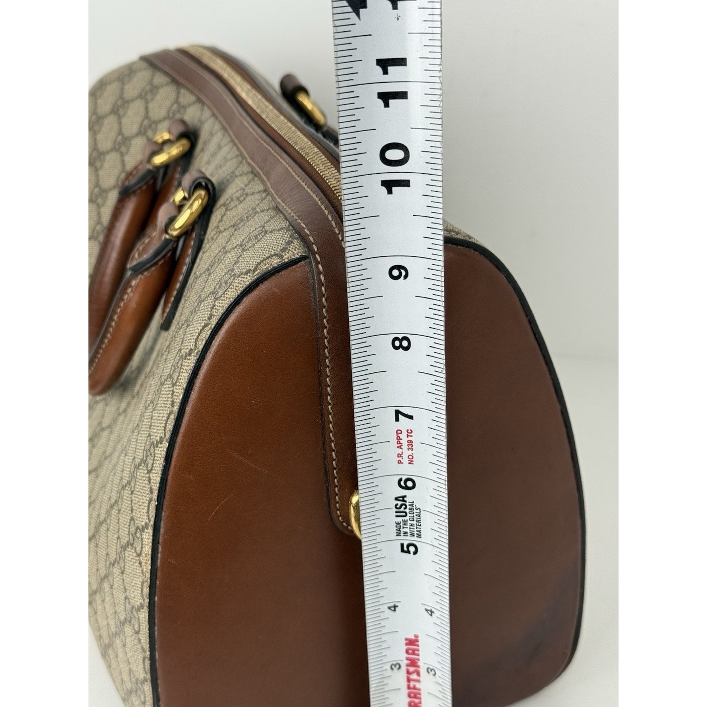 Gucci GG Supreme Brown Canvas Monogram Boston Bag