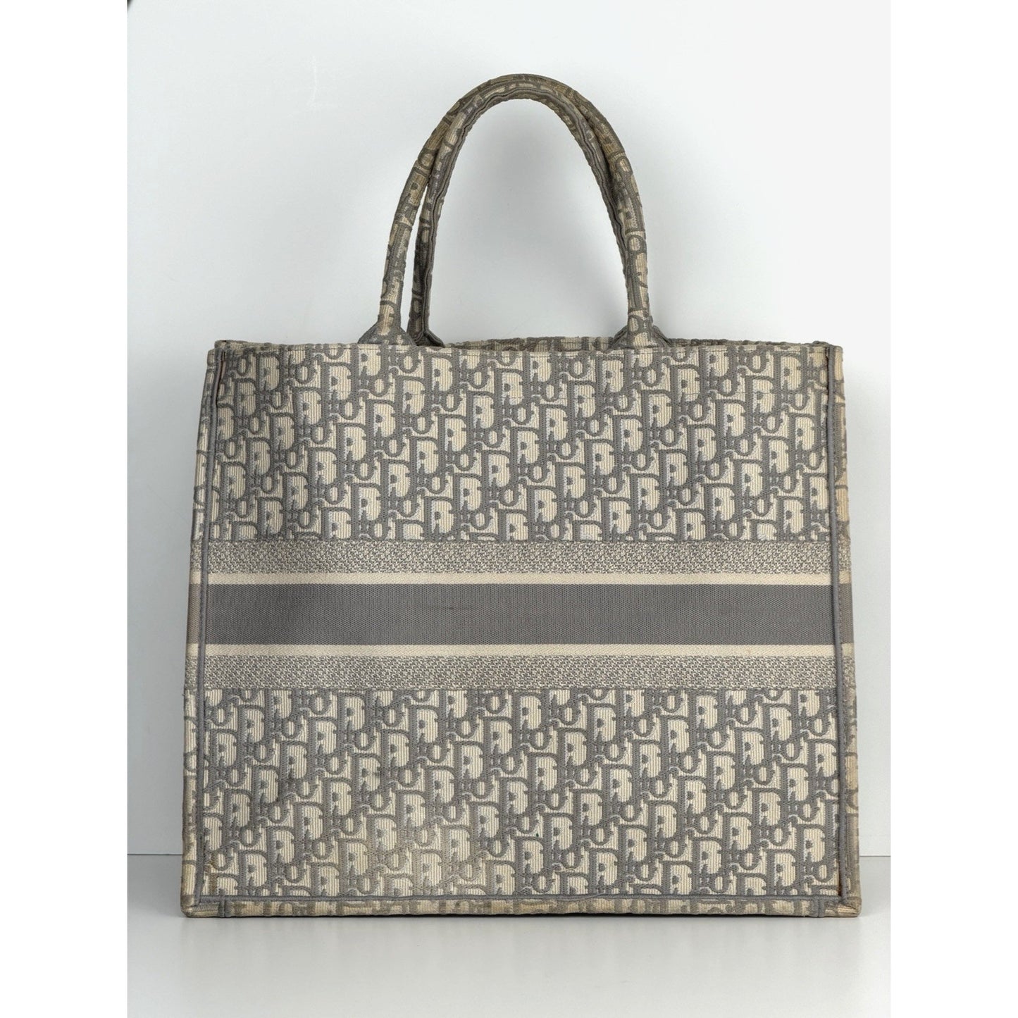 Christian Dior Book Tote Large in Grey Embroidered Oblique Canvas 2020 S