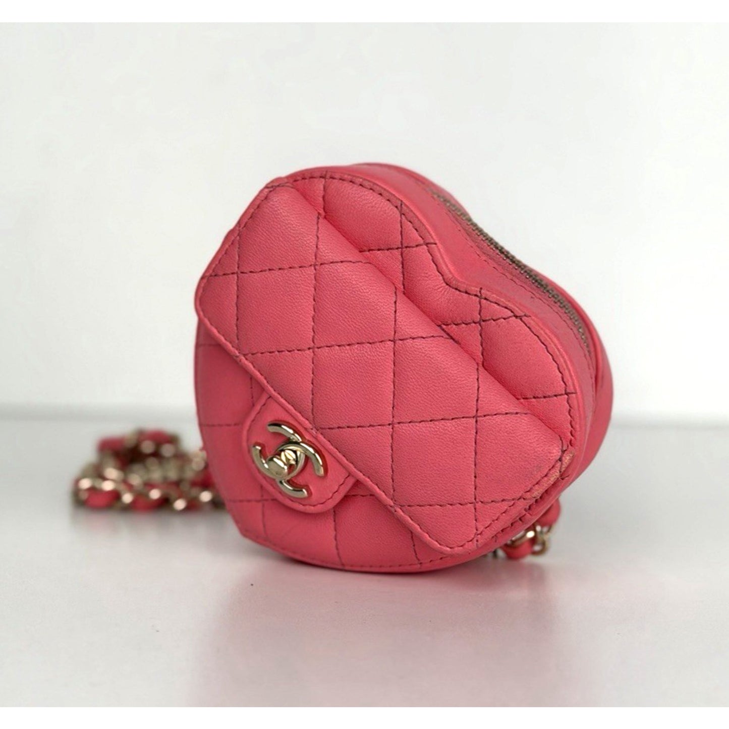 Chanel CC In Love Heart Waist Belt & Shoulder Bag in Pink Quilted Lambskin E-2