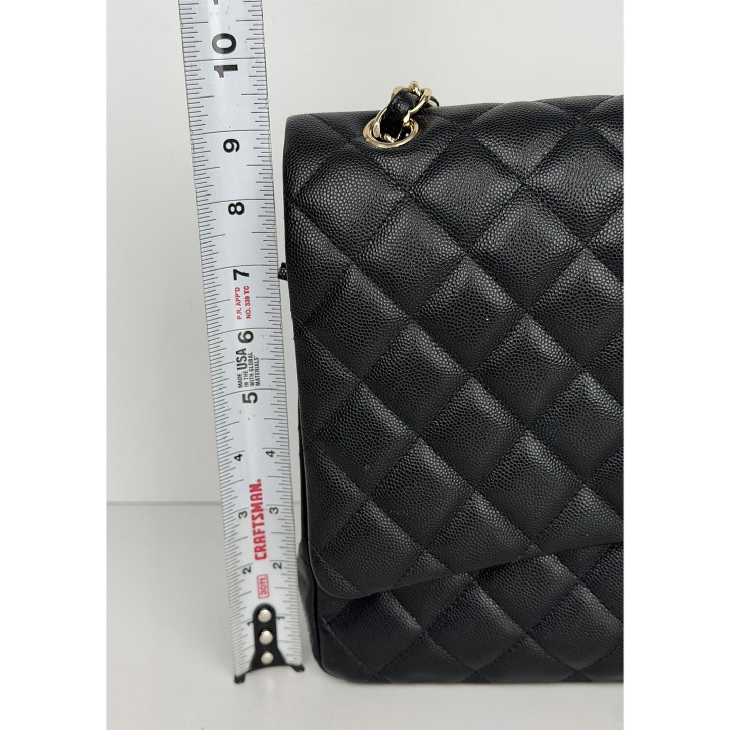 Chanel Classic Maxi Double Flap Bag in Black Caviar Quilted Leather NFC E4