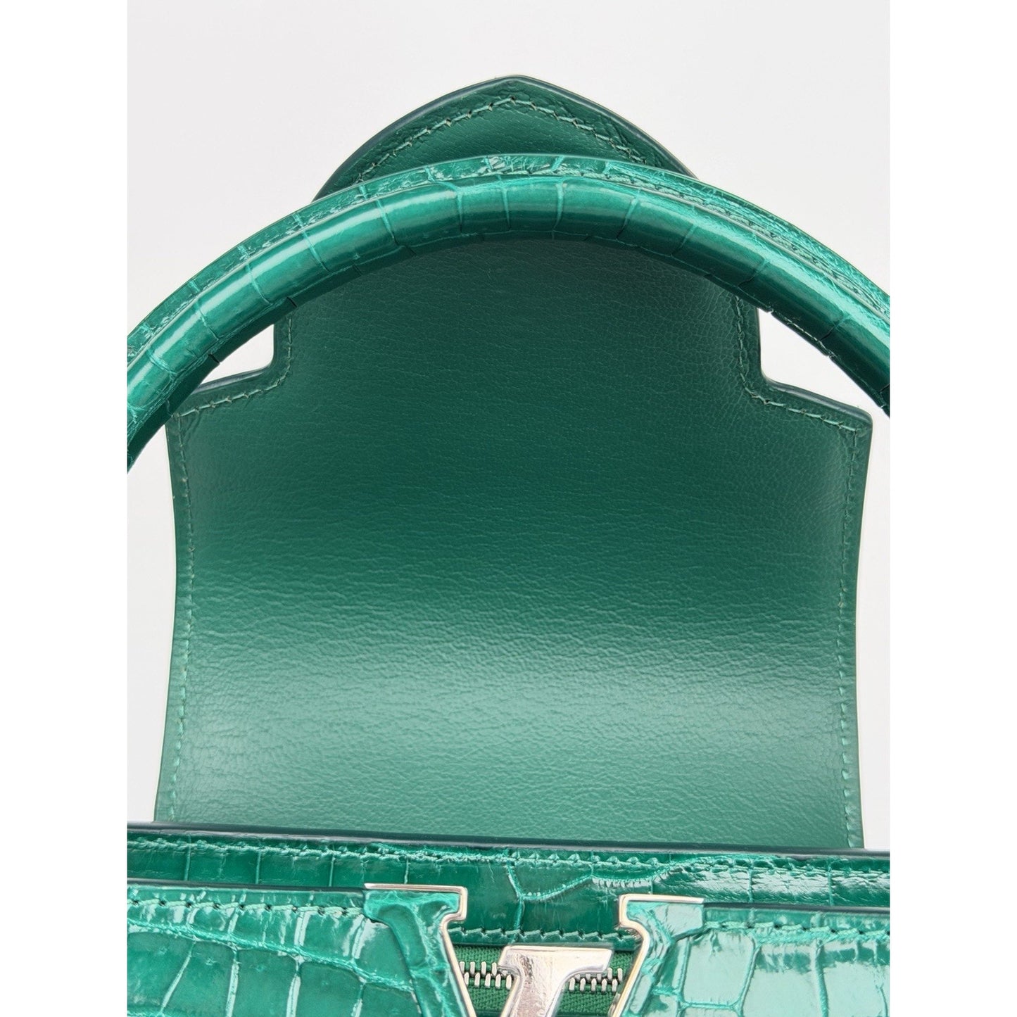 Louis Vuitton Capucines Green MM Bag in Alligator Leather Microchipped E3