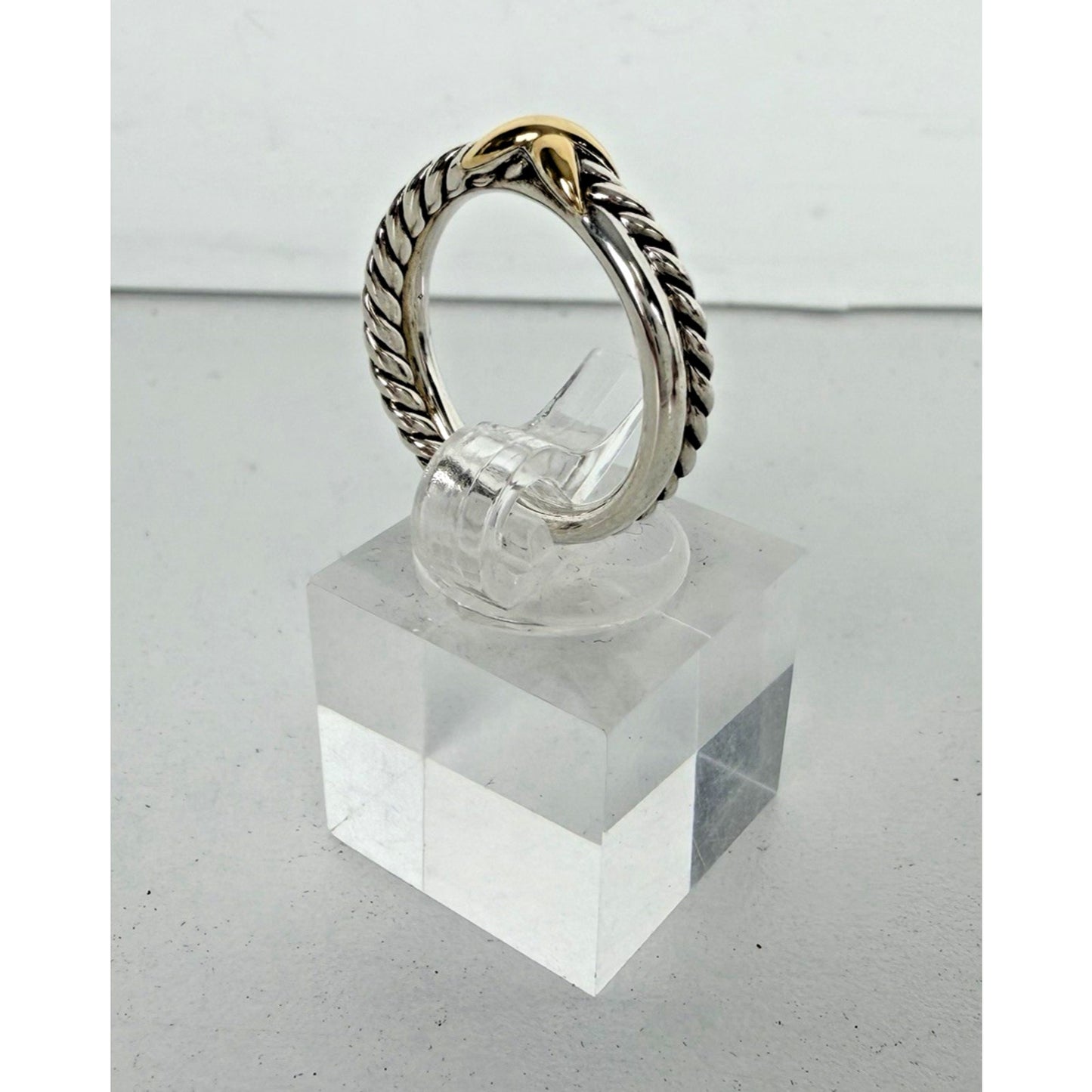 David Yurman X Band Cable Ring Sterling Silver 18k Yellow Gold Size 6