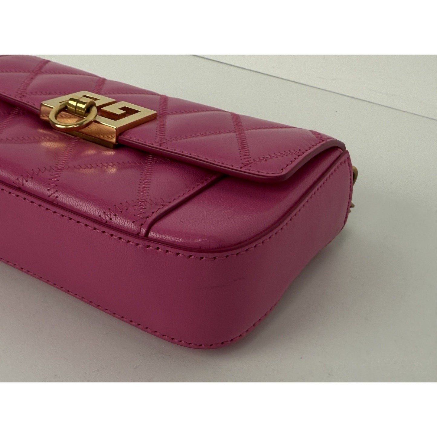 Givenchy Quilted Goatskin GV3 Mini Pocket Convertible Bag Pink w Gold Hardware