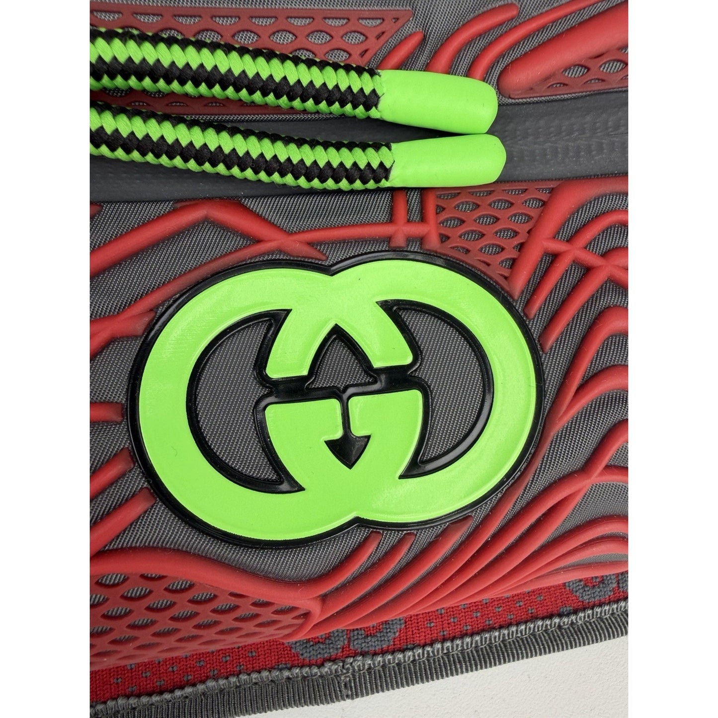 Gucci GG Jersey Nylon and Rubber Belt Bag in Red/Grey/Neon S19