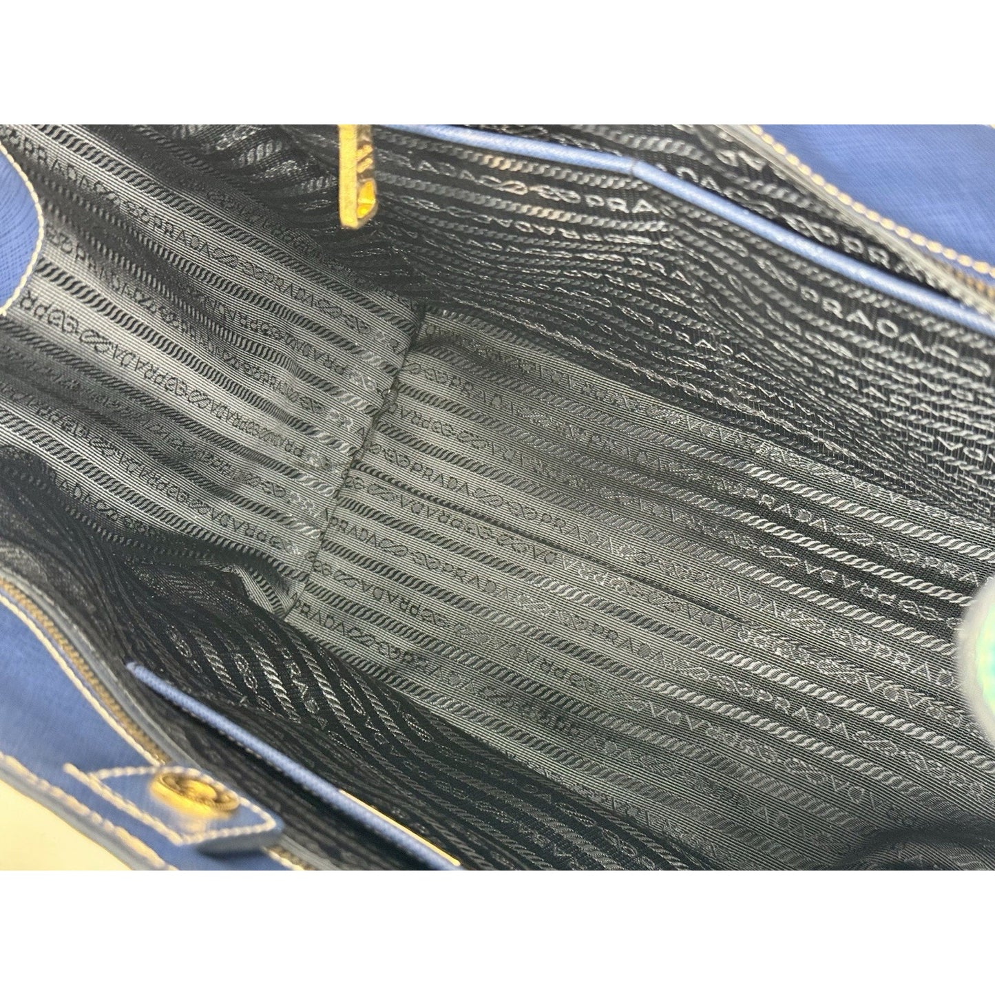 Prada Galleria Saffiano Lux Leather Two Tone Blue Tote C-9