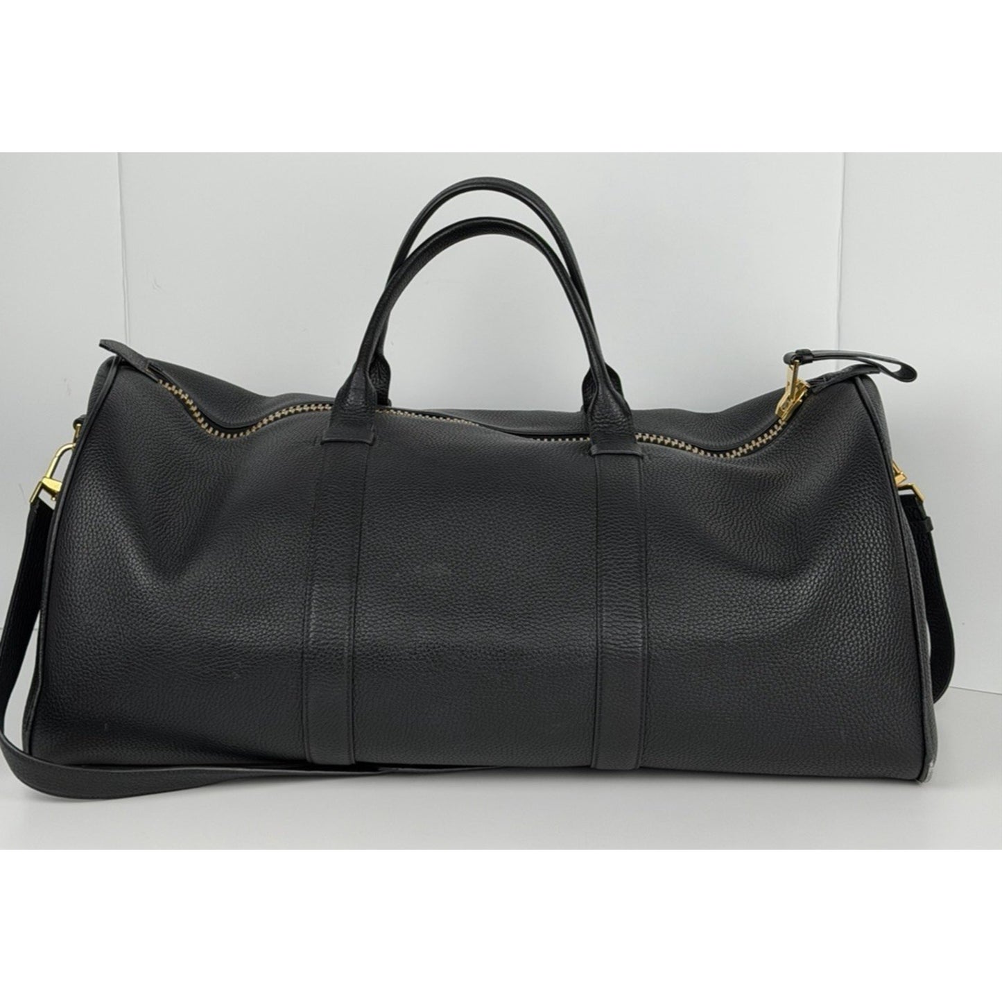 Tom Ford Weekend Black Grained Leather Duffle Bag Unisex&Gold-Tone Hardware