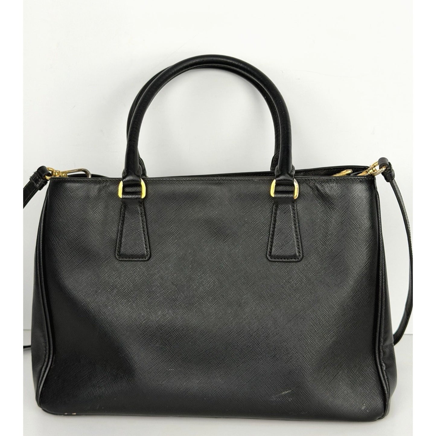 Prada Galleria Double Zip Tote Medium in Black Saffiano Leather S17