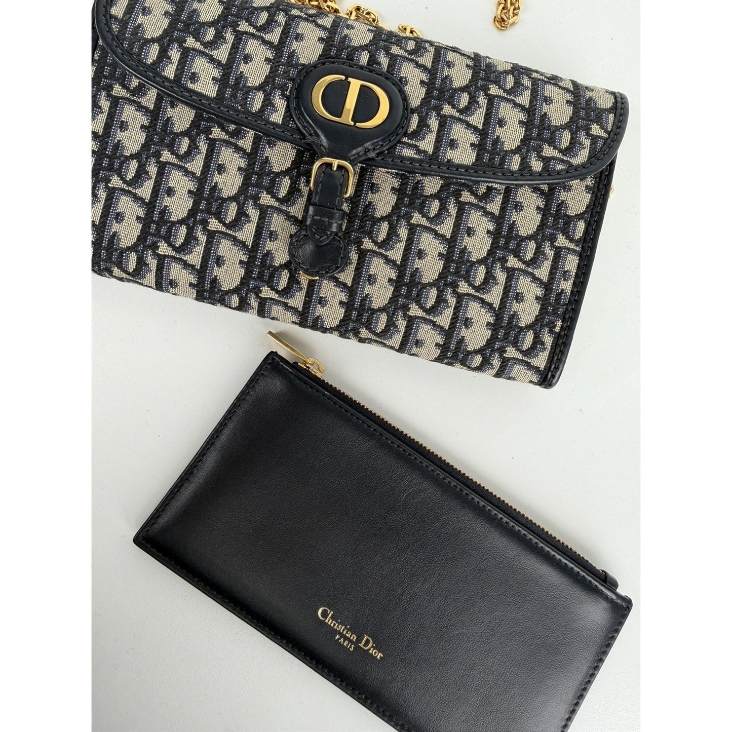Christian Dior Oblique Jacquard Bobby East-West Chain Clutch Bag in Blue 2023 C6