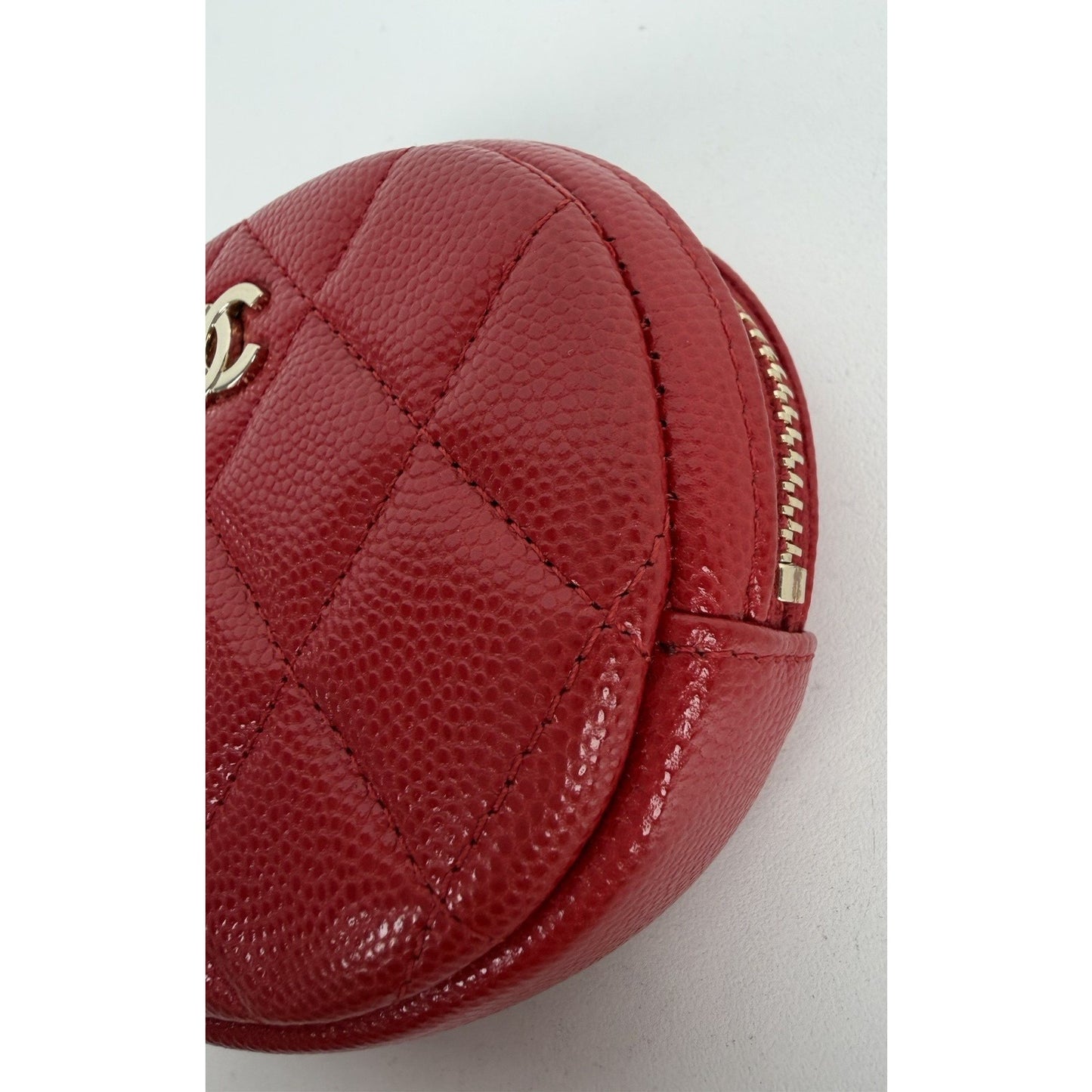 Chanel Round Coin Purse Red Quilted Caviar Leather & Gold-tone Hardware 2019 K2