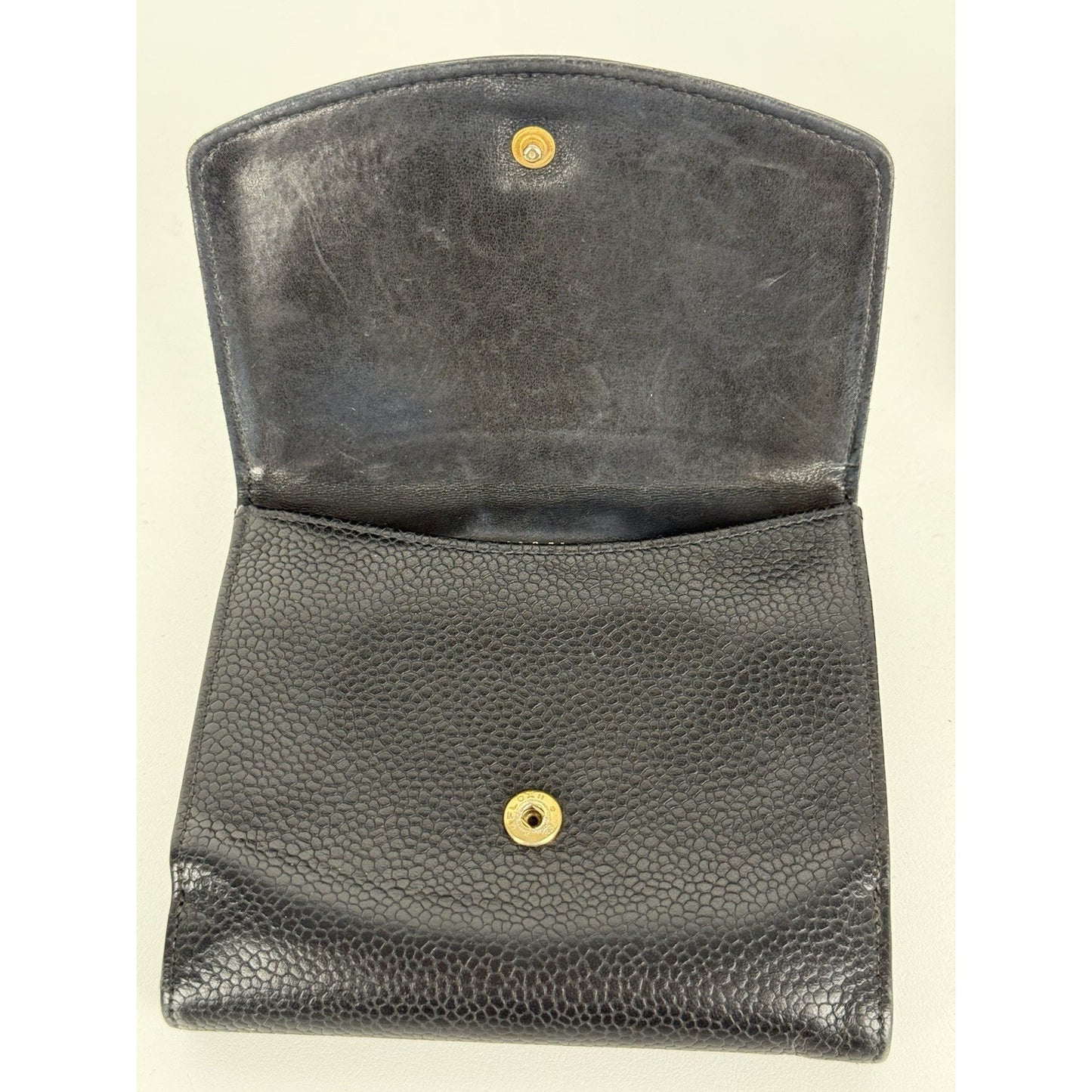 Chanel Vintage Timeless CC Compact Black Caviar Leather Women's Wallet