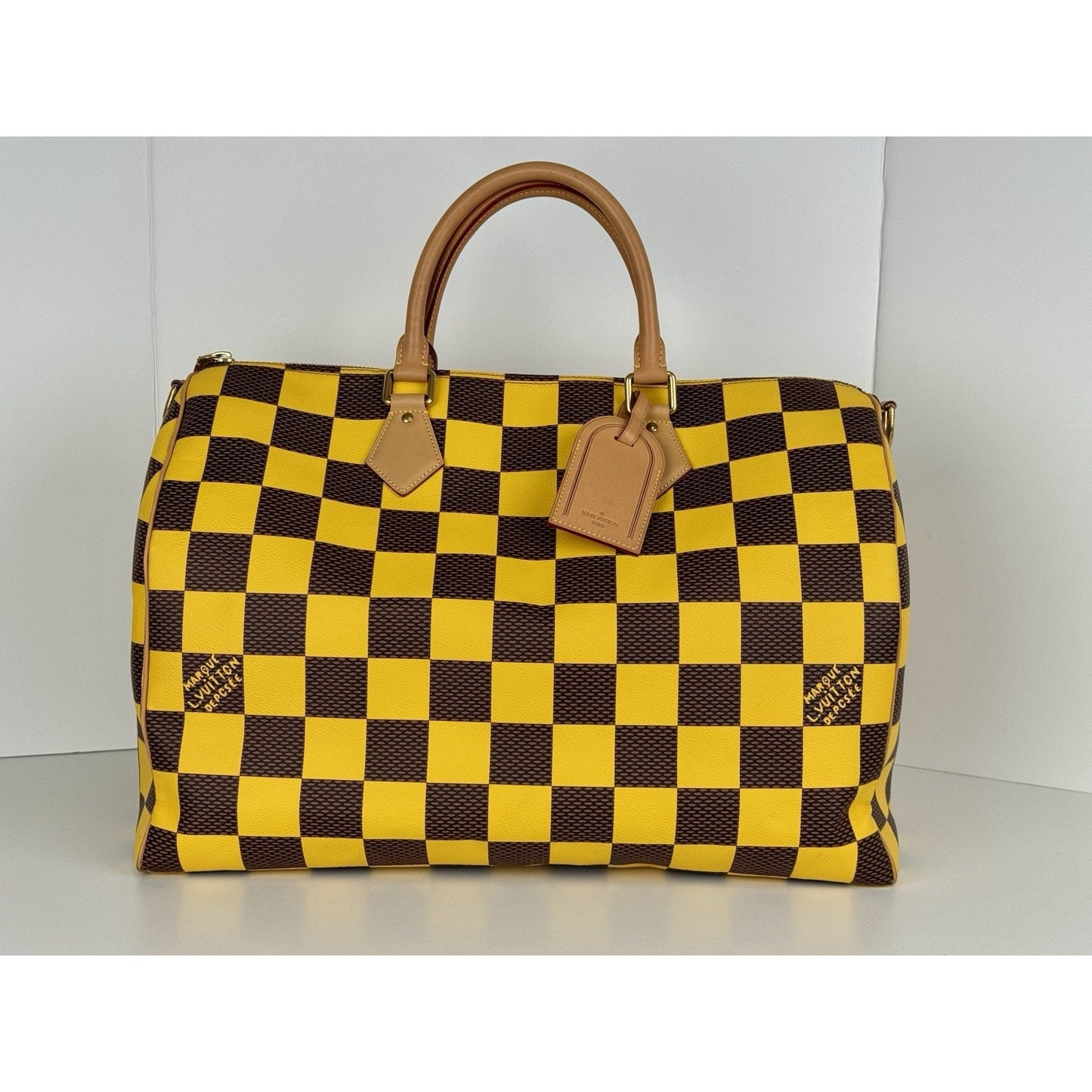 Louis Vuitton Speedy 55 Bandouliere Damier Pop Yellow and Brown Canvas
