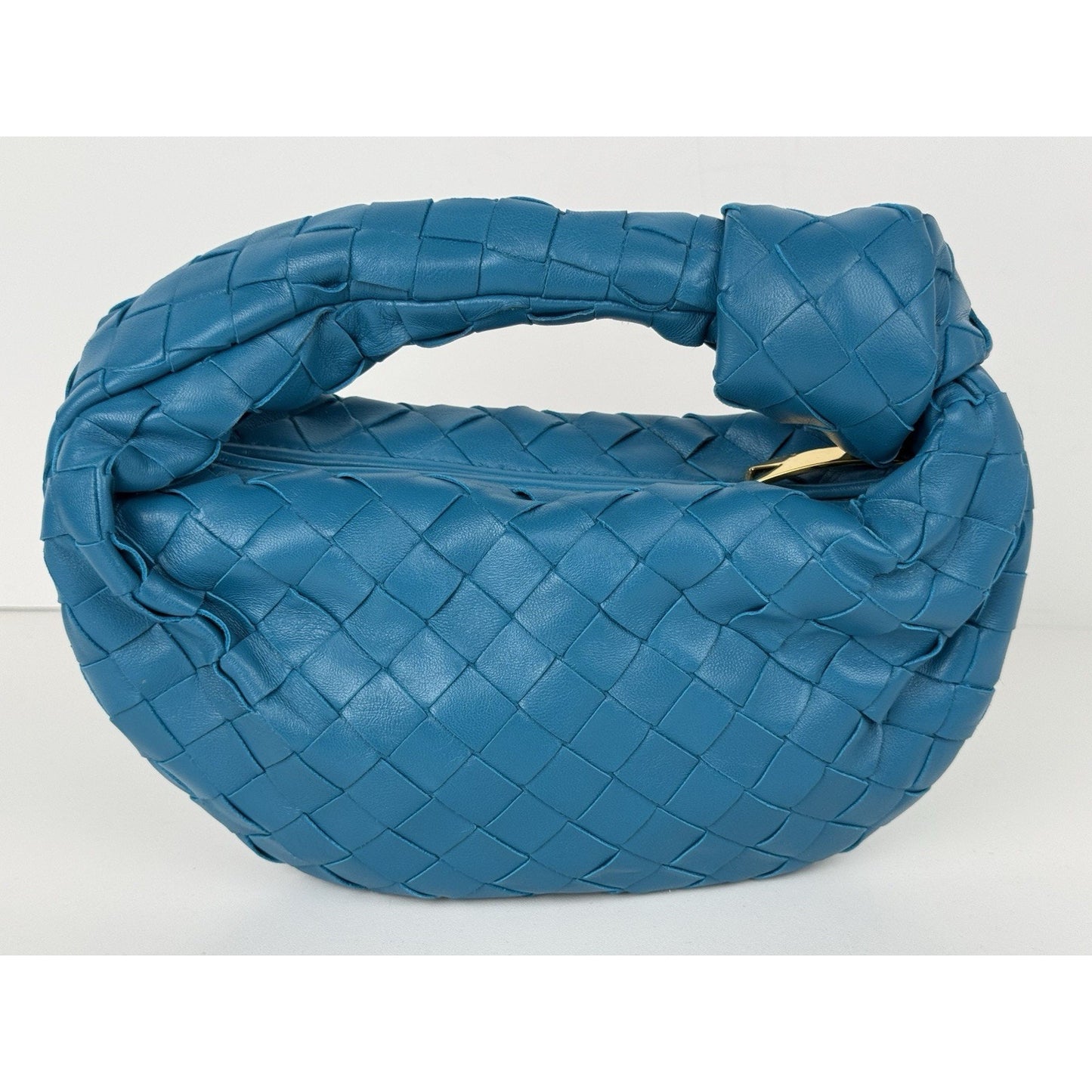 Bottega Veneta Jodie Mini Knotted Intrecciato Leather Bag in Blue