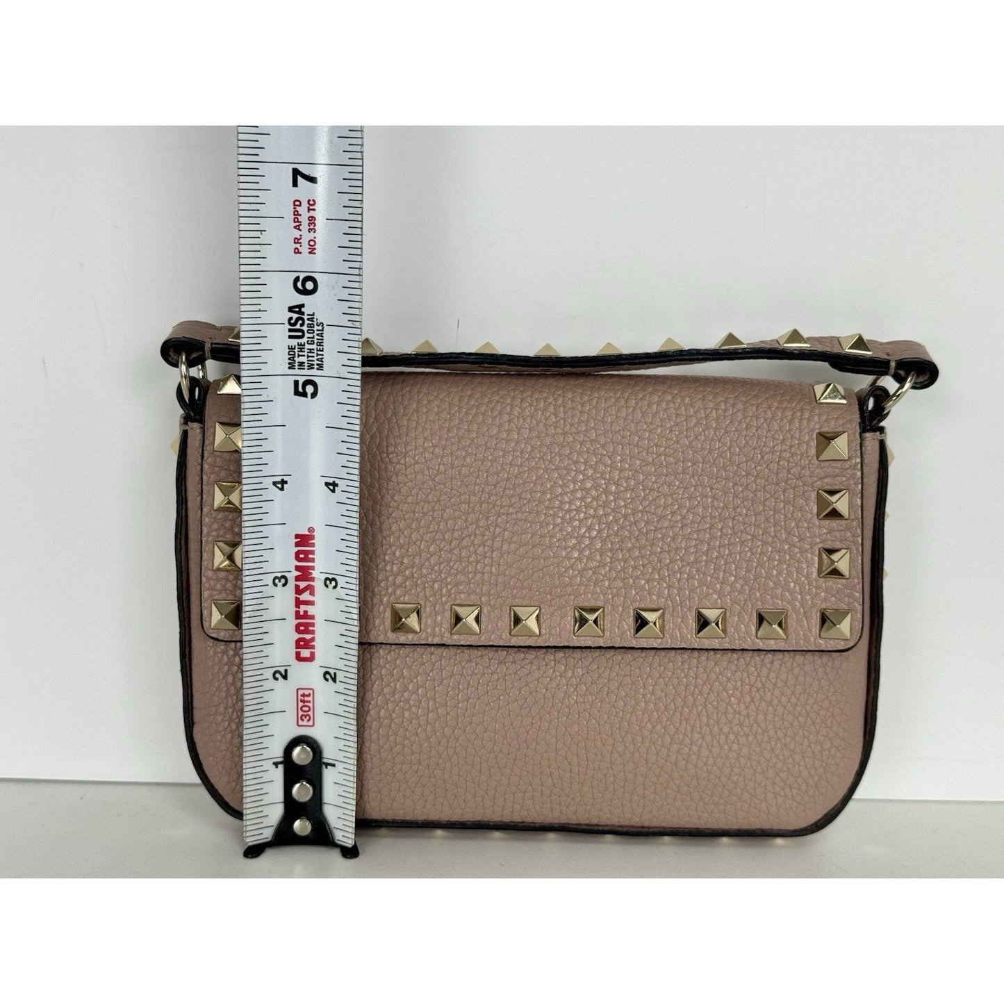 Valentino Rockstud Top Handle Mini Bag in Pastel Pink Grained Leather B-1