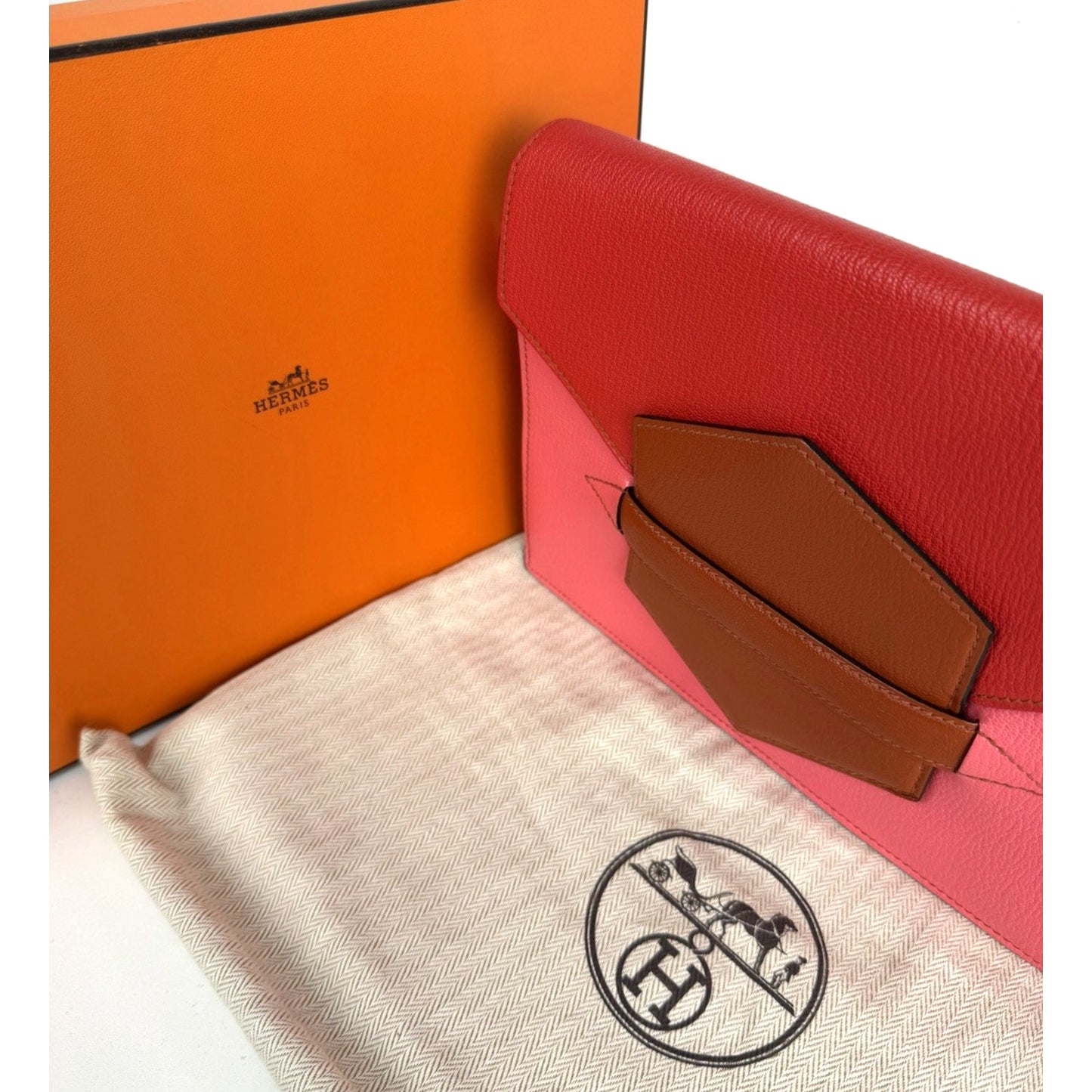 Hermes Faco II Clutch Bag in Rose Extreme Rouge Tomate Chevre Mysore 2017 B5
