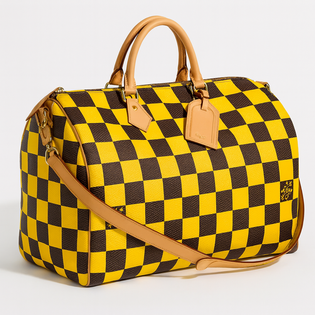 Louis Vuitton Speedy 55 Bandouliere Damier Pop Yellow and Brown Canvas