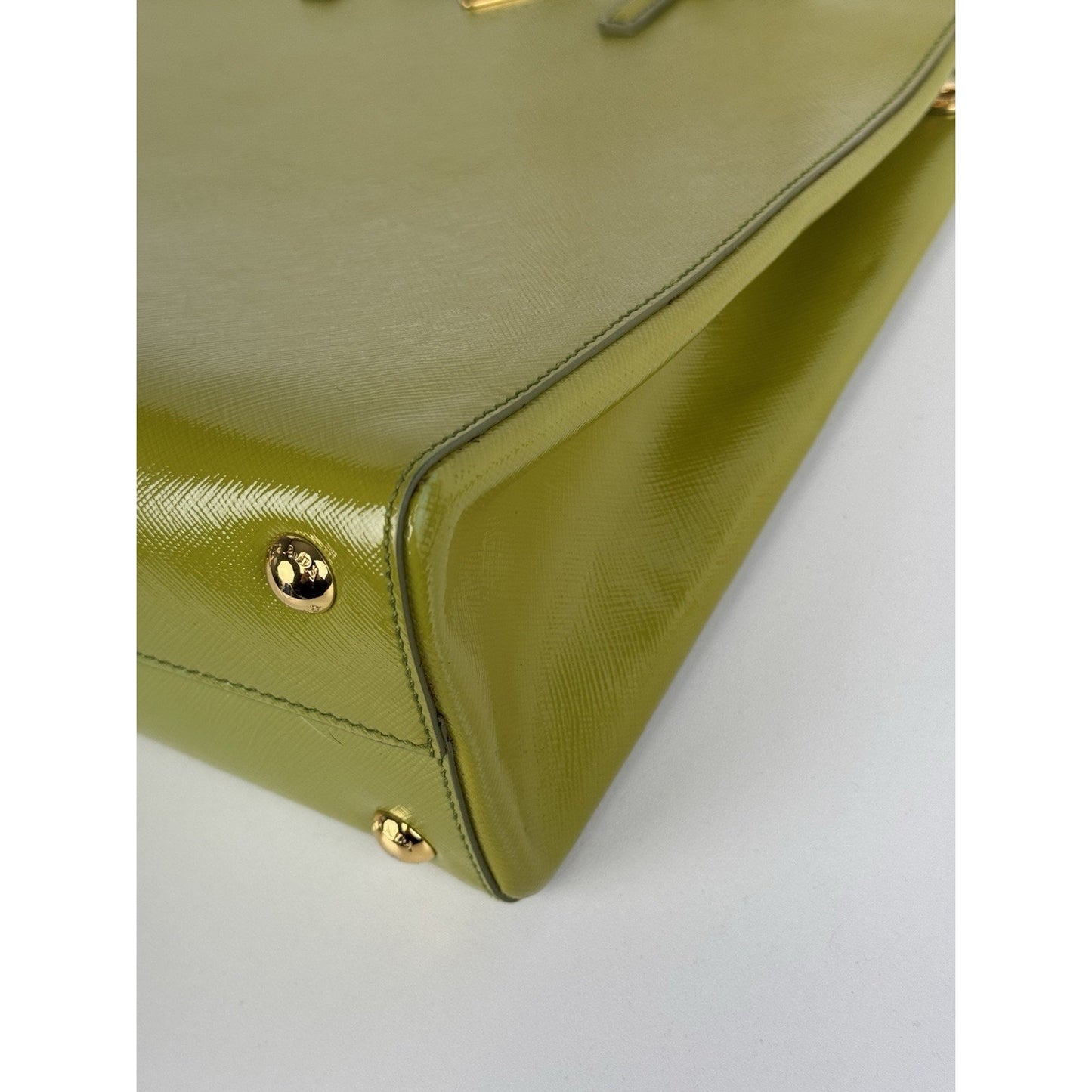 Prada Saffiano Leather Tote Bag Green with Gold Hardware D-1