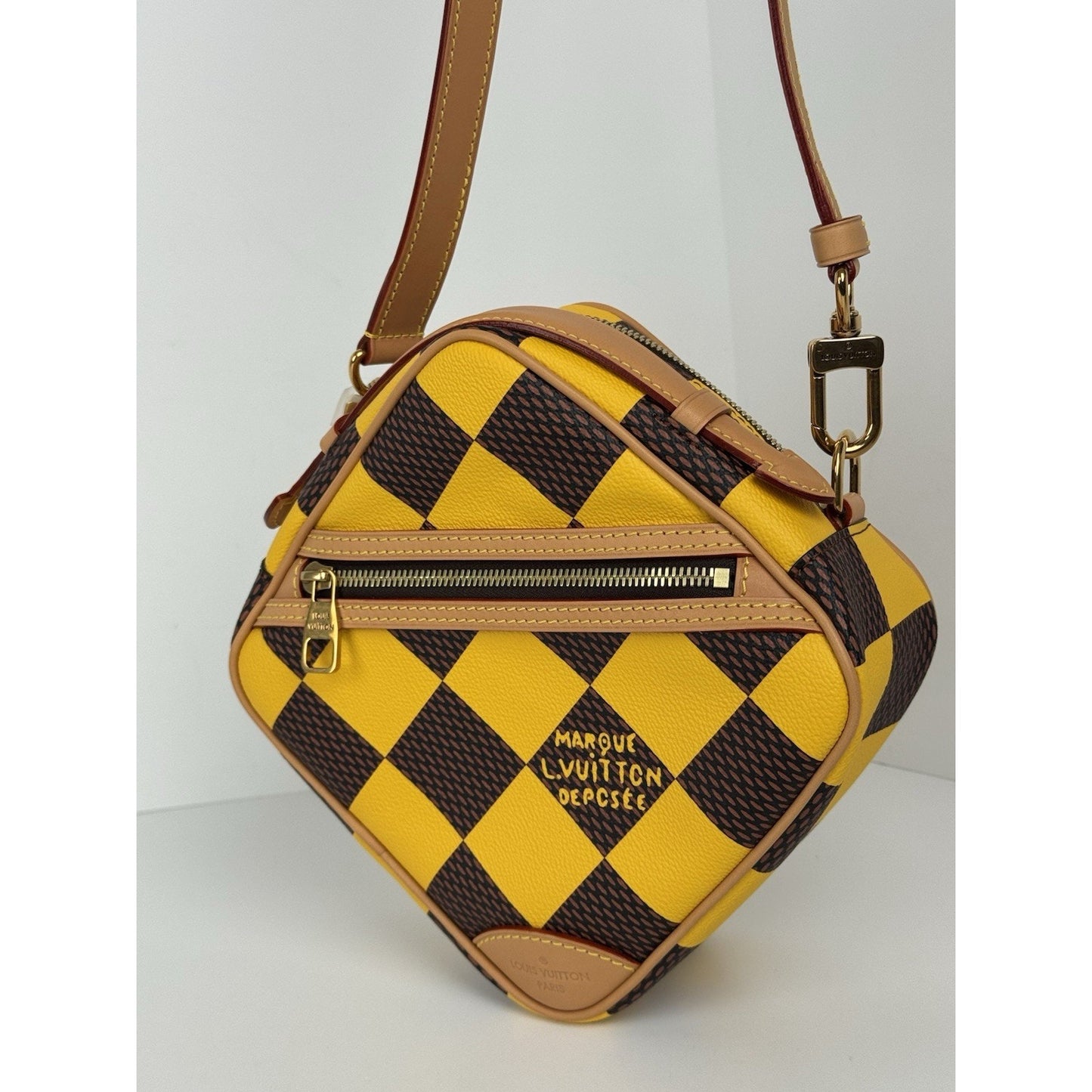 Louis Vuitton Damier Pop Chess Messenger Jaune Mat Yellow Bag