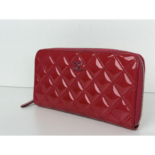 Chanel Brilliant Matelasse Long Zip-Around Wallet Pink Patent Leather 2014-2015