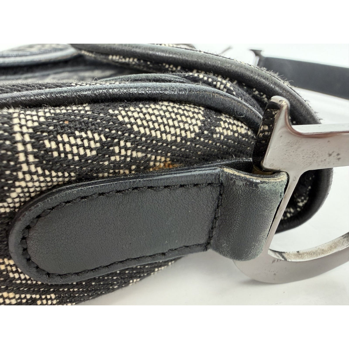 Christian Dior Double Saddle Medium Shoulder Bag in Black Monogram Canvas D1