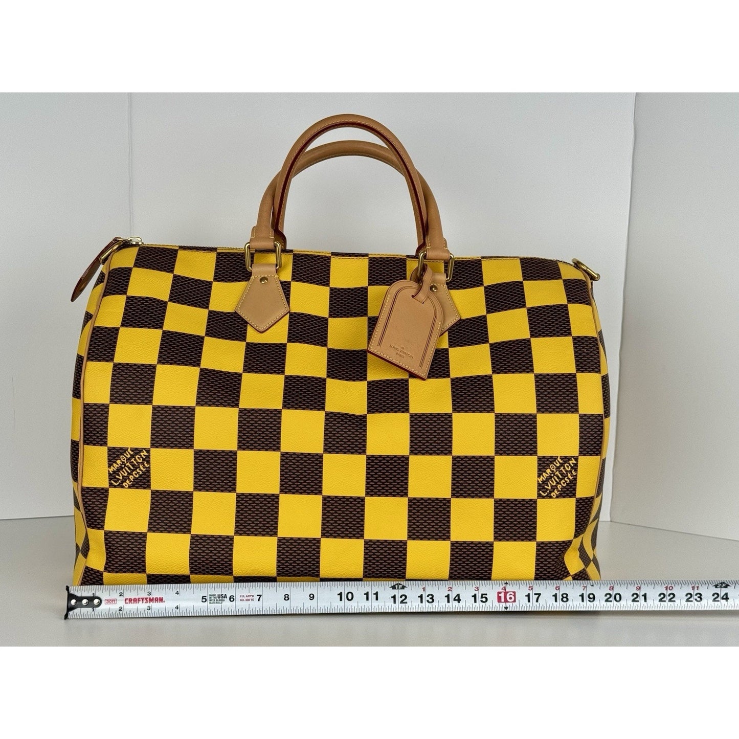 Louis Vuitton Speedy 55 Bandouliere Damier Pop Yellow and Brown Canvas