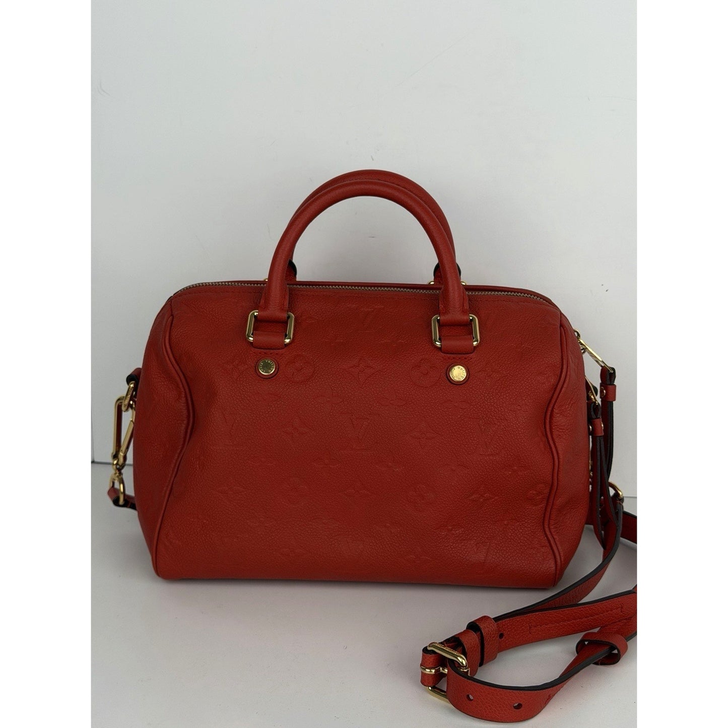 Louis Vuitton Speedy Bandouliere 25 Bag Red Monogram Empreinte Leather 2012 D4