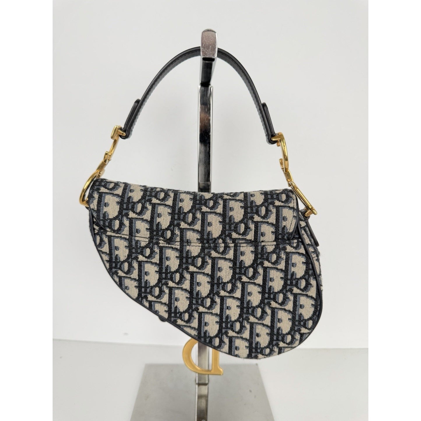 Dior Saddle Bag Mini in Blue Oblique Jacquard Canvas Gold-Tone Hardware 2018 C-9